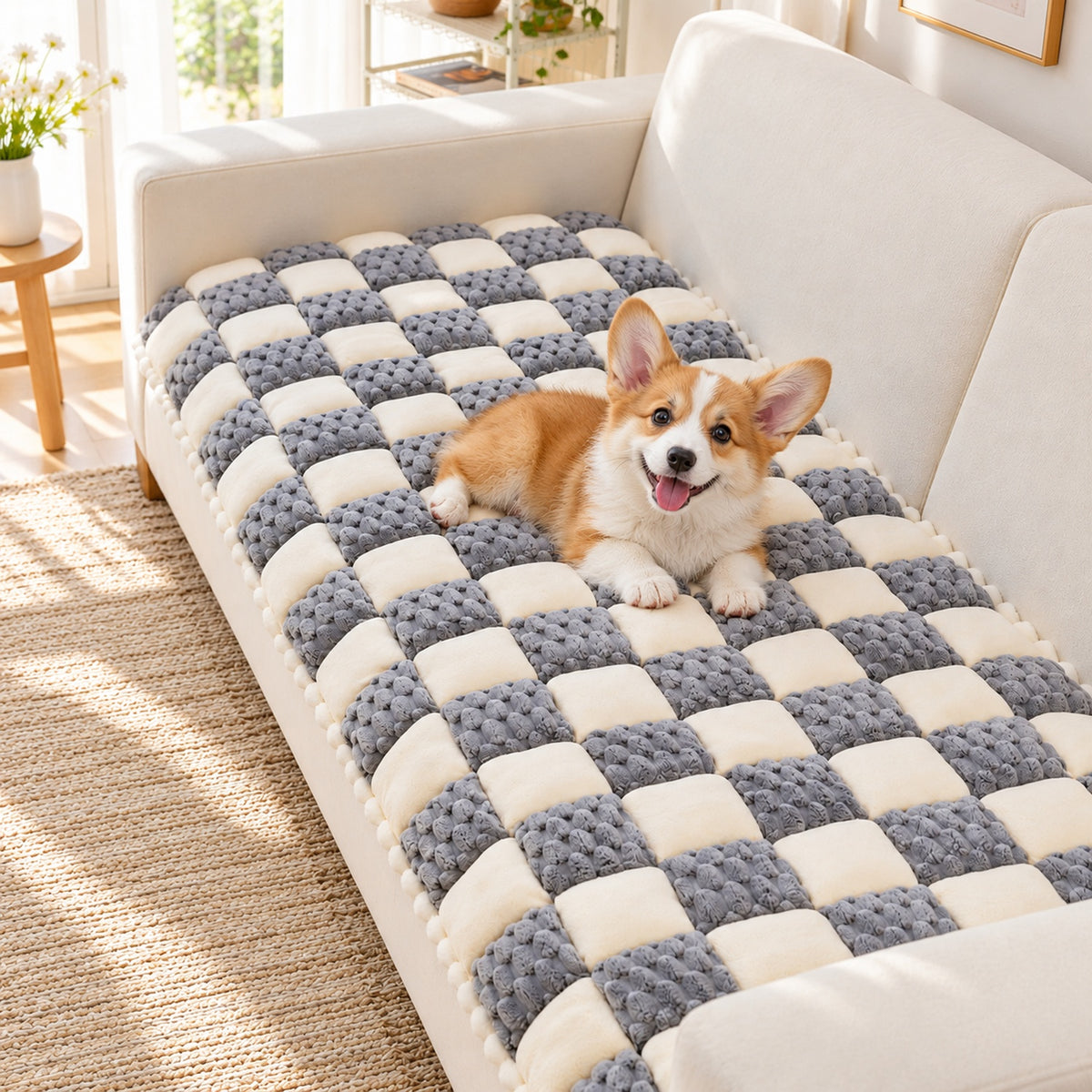 Quilted Plush Sofa Cover | Non-Slip Sofa Protector | Machine Washable