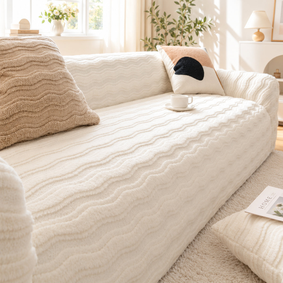 Sofa Cover | Winter Flannel Sofa Protector | Washable & Anti-Scratch