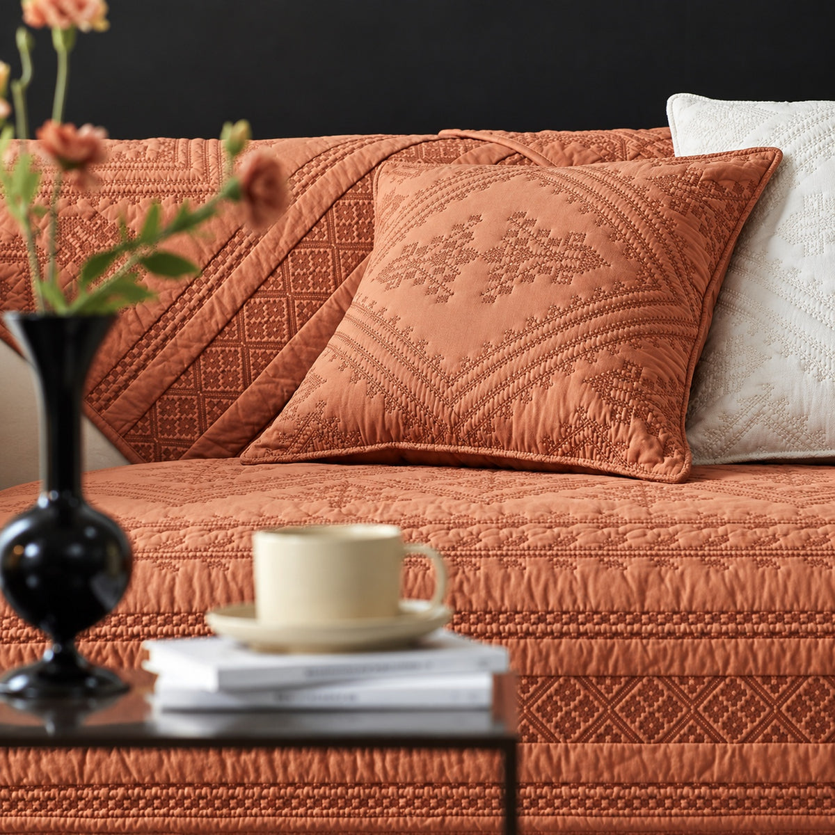 Diamond Sofa Cover | 100% Washed Cotton | Non-Slip & Washable