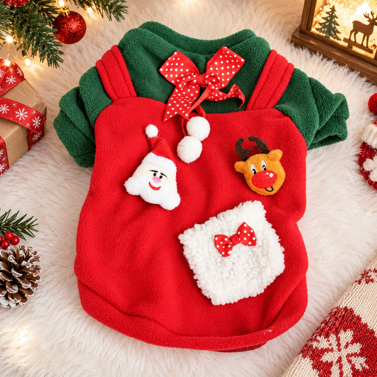 Dog Christmas Jumper | Santa & Reindeer Outfit for Dogs & Cats