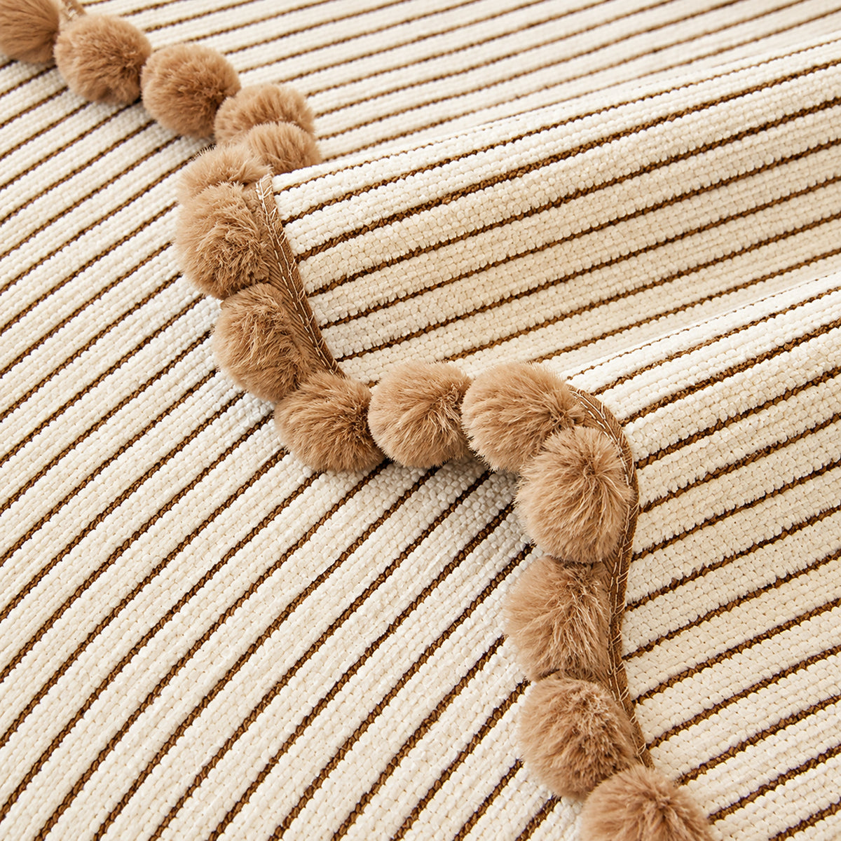 Sofa Cover | Chenille Sofa Protector | Non-Slip Cat-Scratch Resistant | Pom-Pom Trim