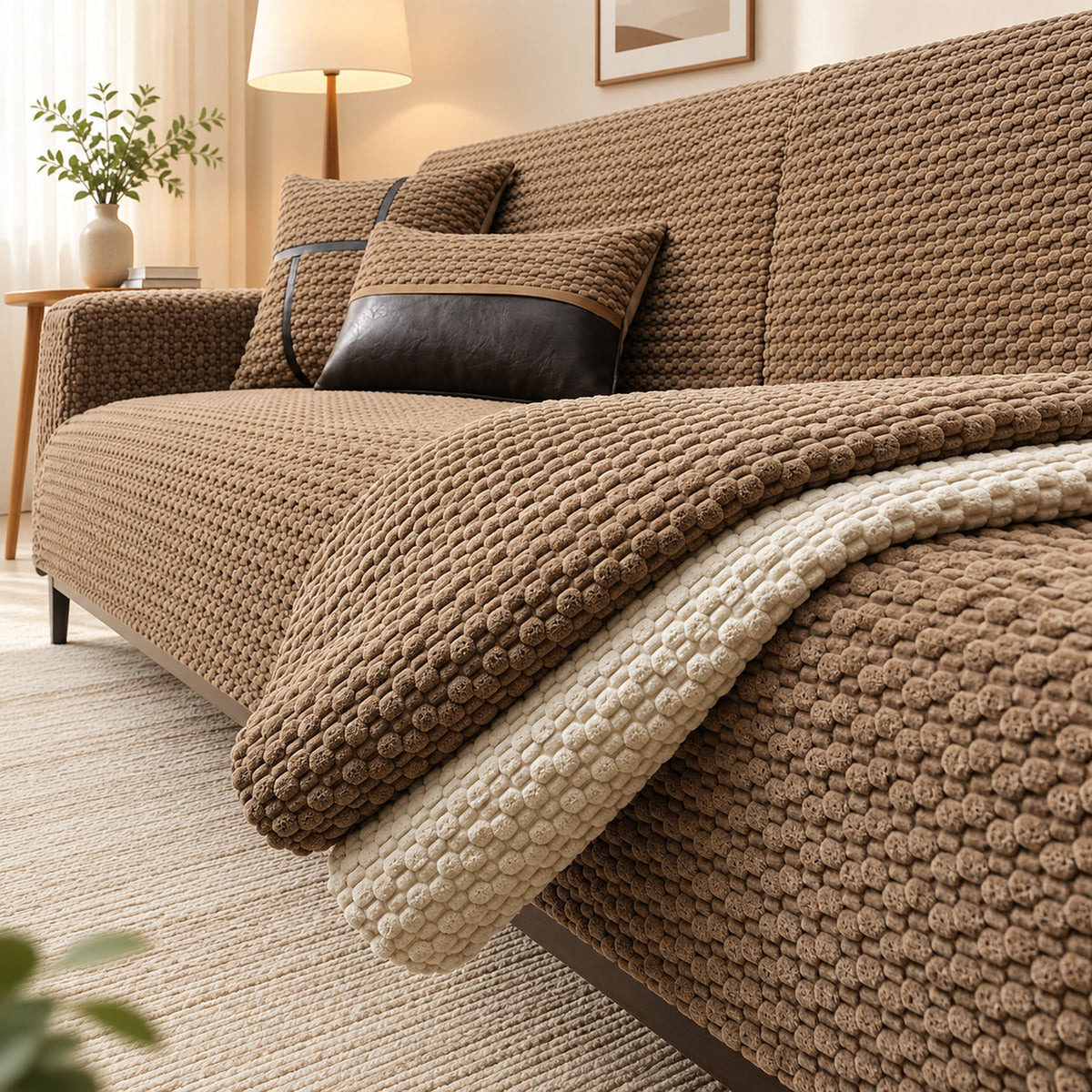 Pebble Sofa Cover | Plush Non-Slip Sofa Protector | Machine Washable