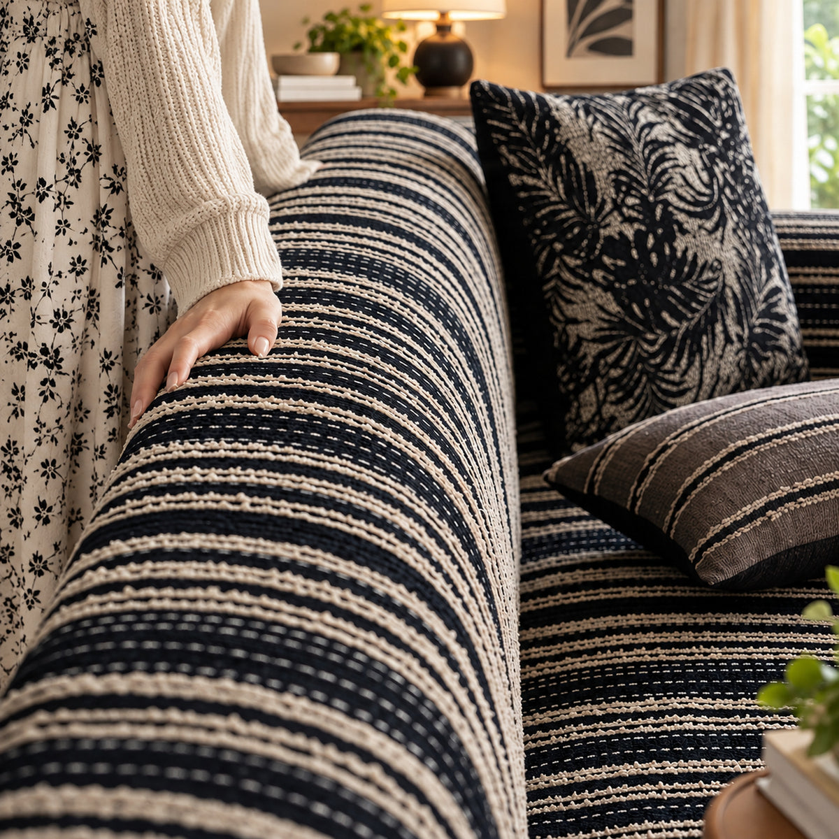 Chenille Sofa Cover | Non-Slip Sofa Throw | Scratch-Resistant & Machine Washable