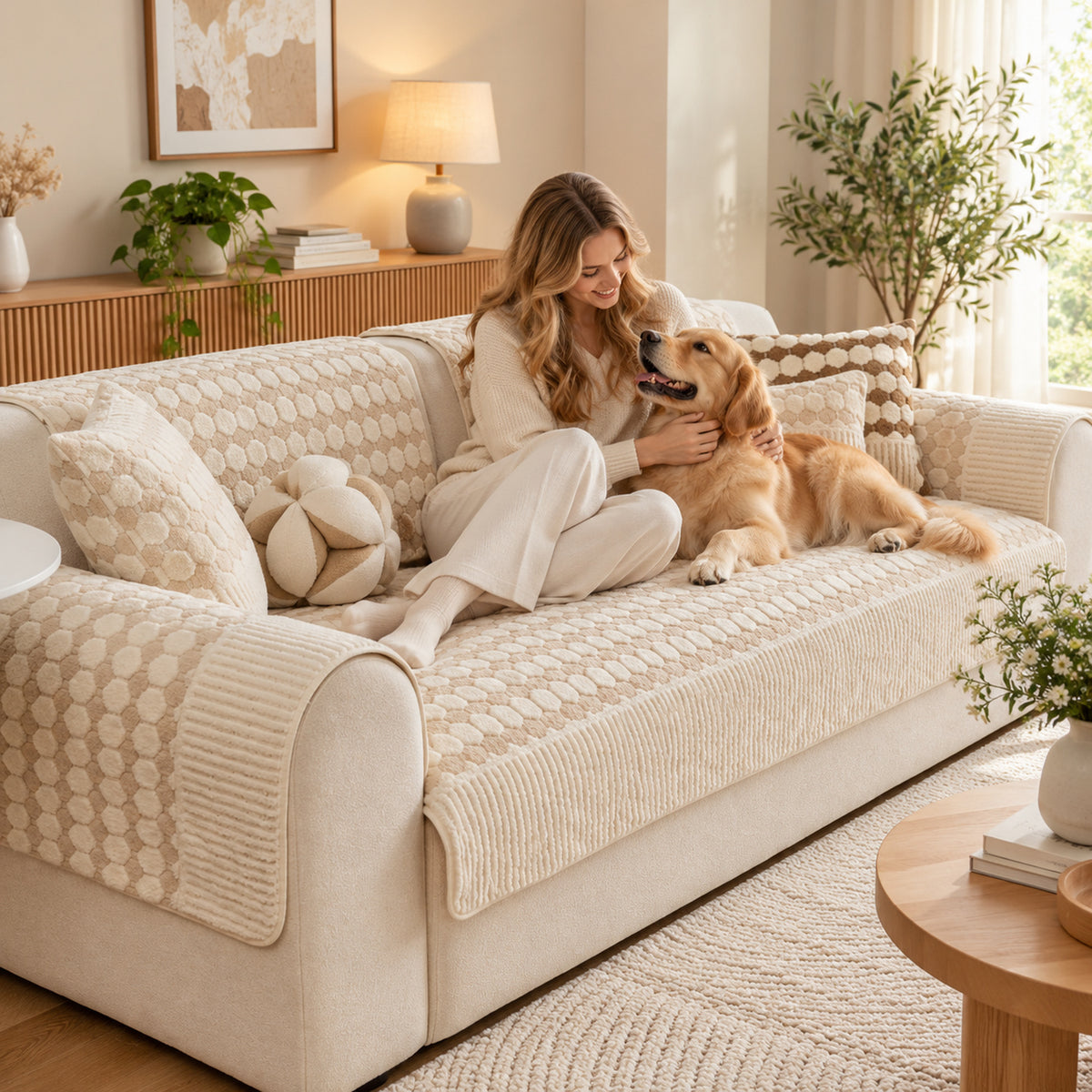 Bubble Textured Sofa Cover | Non-Slip Washable | Sofa Protector