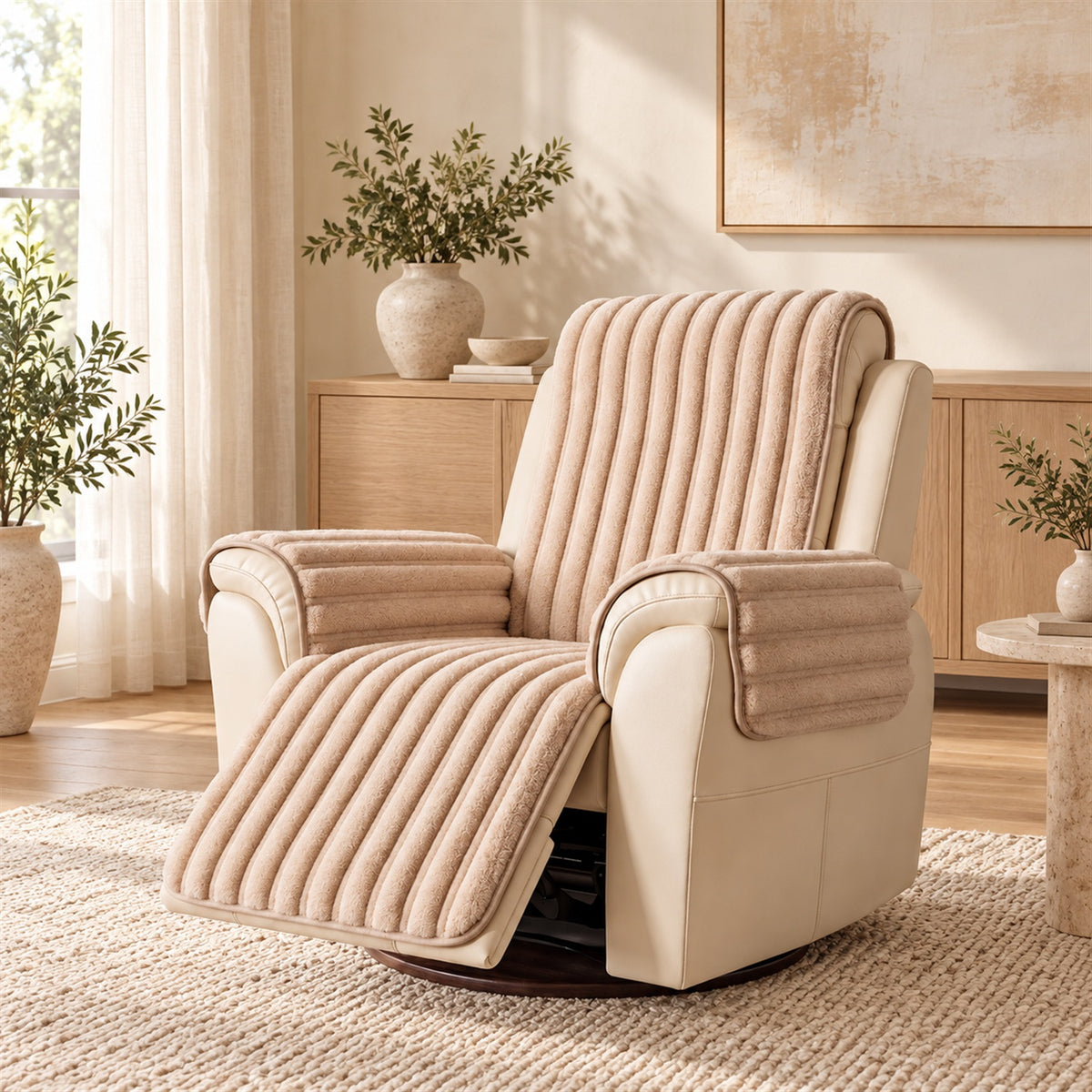 Waterproof Sofa & Recliner Cover | Ribbed Plush | Non-Slip, Machine Washable