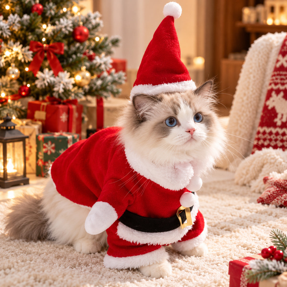 Christmas Dog Outfit | Santa Claus Costume with Hat for Dog & Cat