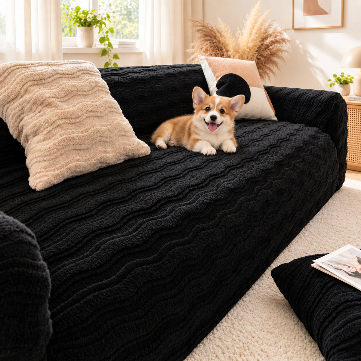 Sofa Cover | Winter Flannel Sofa Protector | Washable & Anti-Scratch