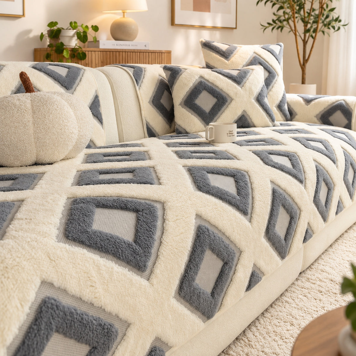 Winter Sofa Cover | Soft Cotton Fleece Non-Slip Sofa Protector