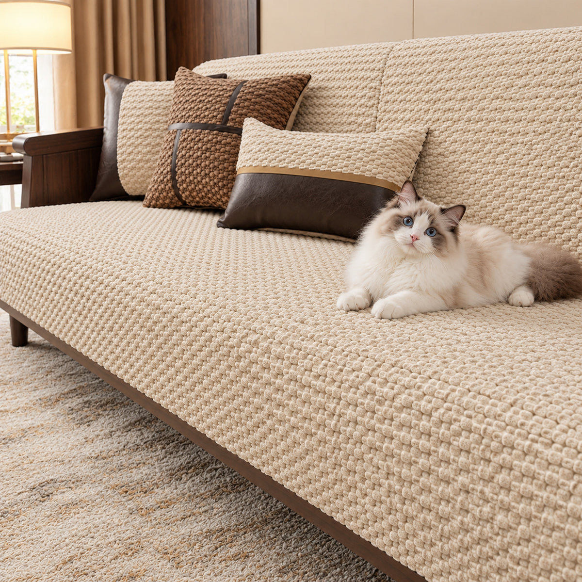 Pebble Sofa Cover | Plush Non-Slip Sofa Protector | Machine Washable
