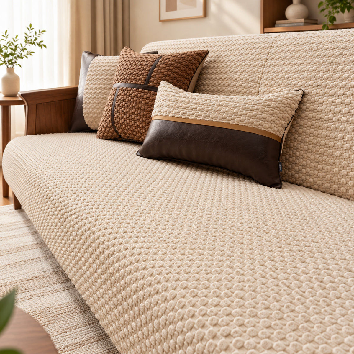 Pebble Sofa Cover | Plush Non-Slip Sofa Protector | Machine Washable