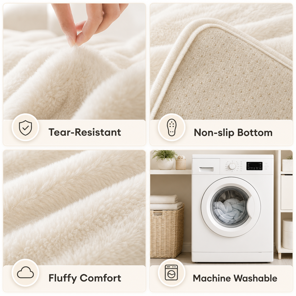 Fluffy Plush Sofa Protector | Thick Soft Non-Slip Washable Cover