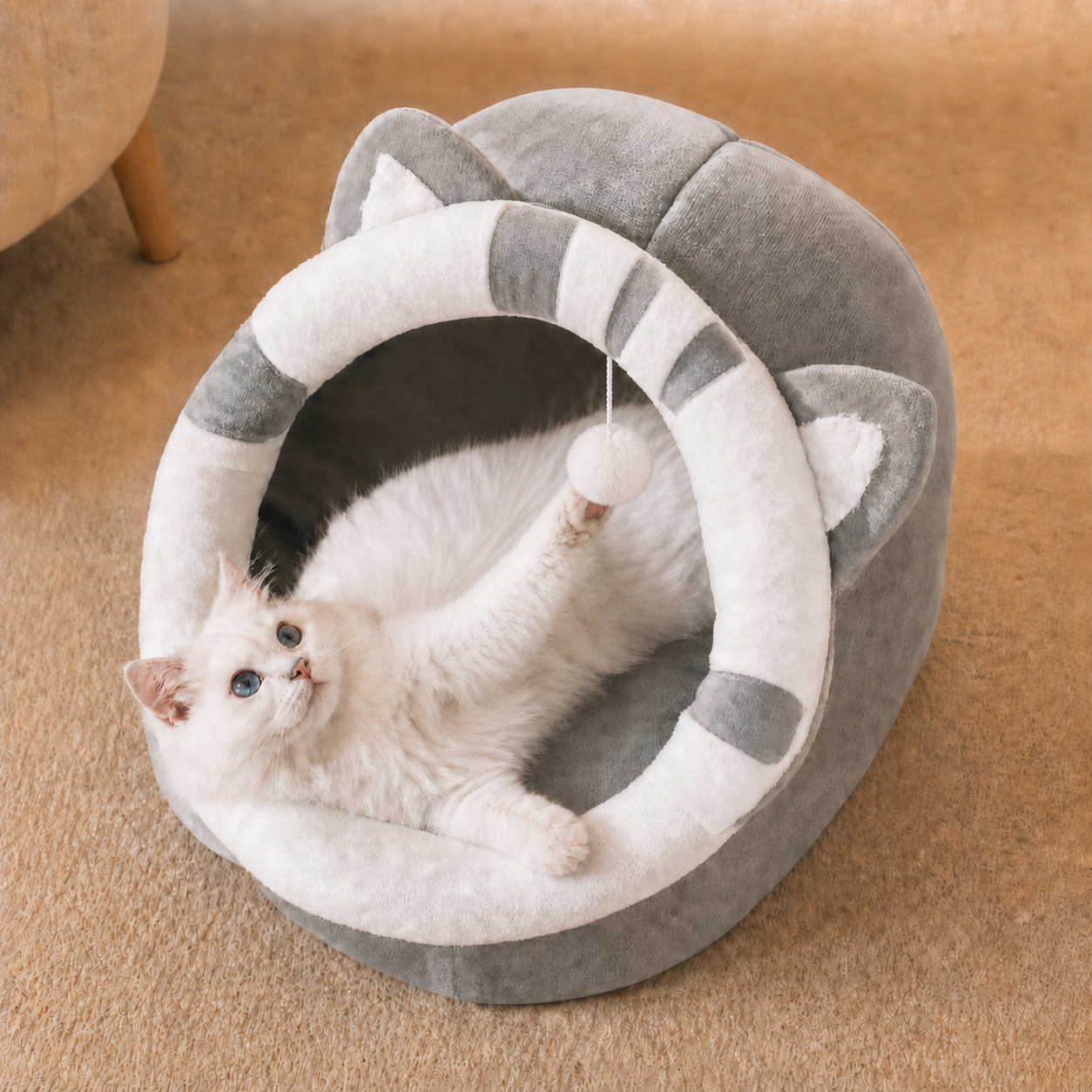 Foldable Cat House | Washable Enclosed Bed | Anti-Slip Base