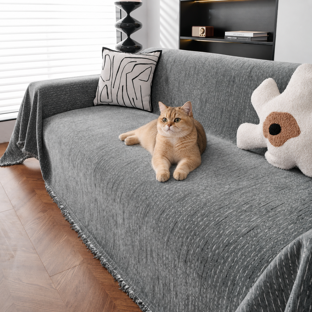 Soft Chenille Sofa Throw | All-Season Washable | Pet-Friendly Sofa Cover