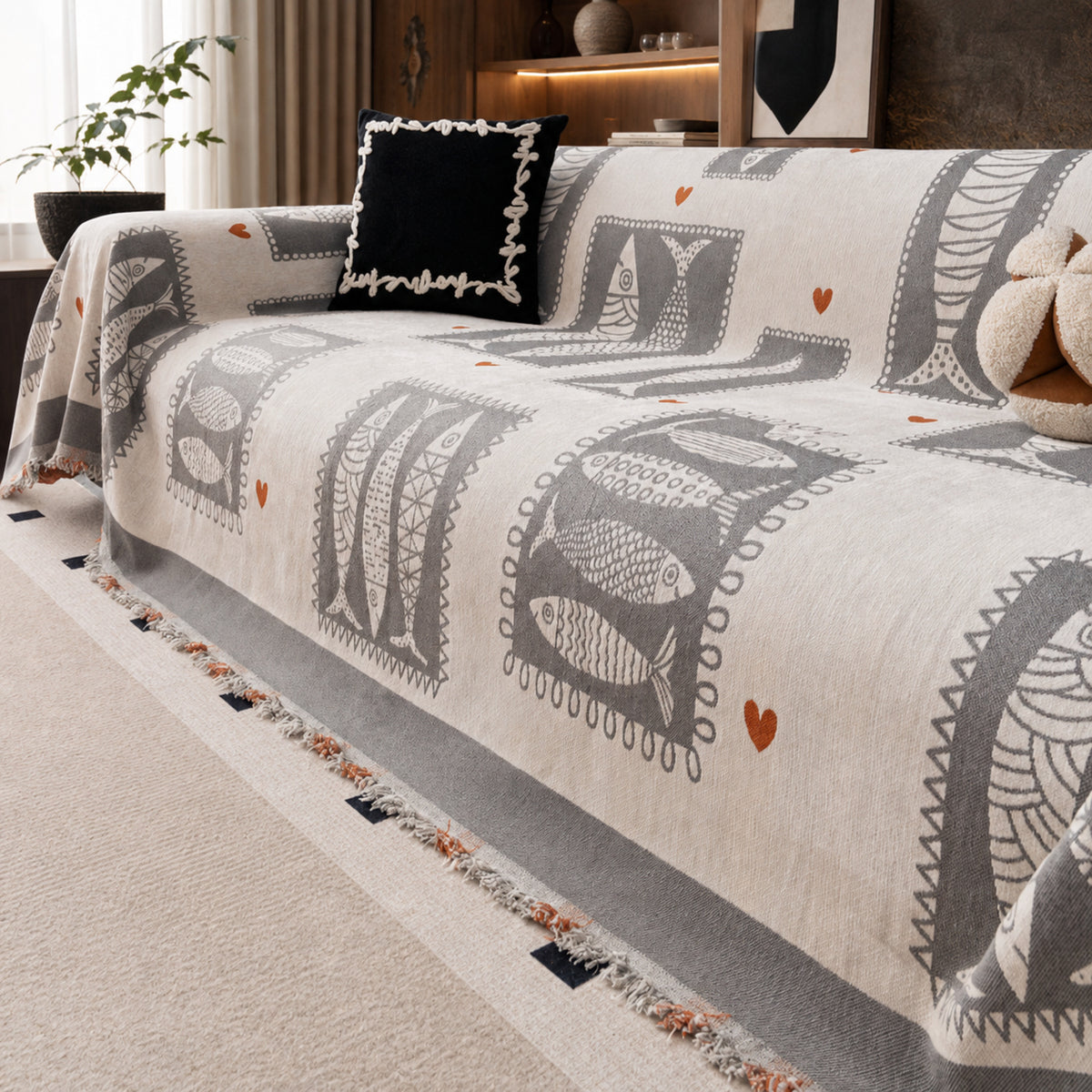 Lucky Fish Sofa Throw | Washable All-Season Sofa Protector