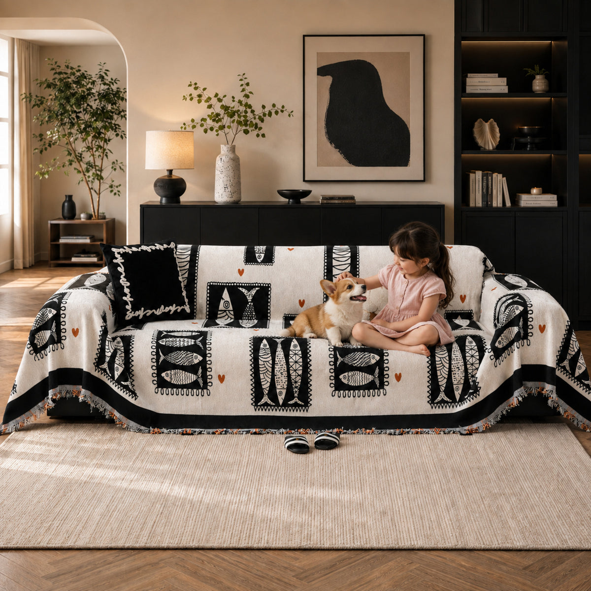 Lucky Fish Sofa Throw | Washable All-Season Sofa Protector