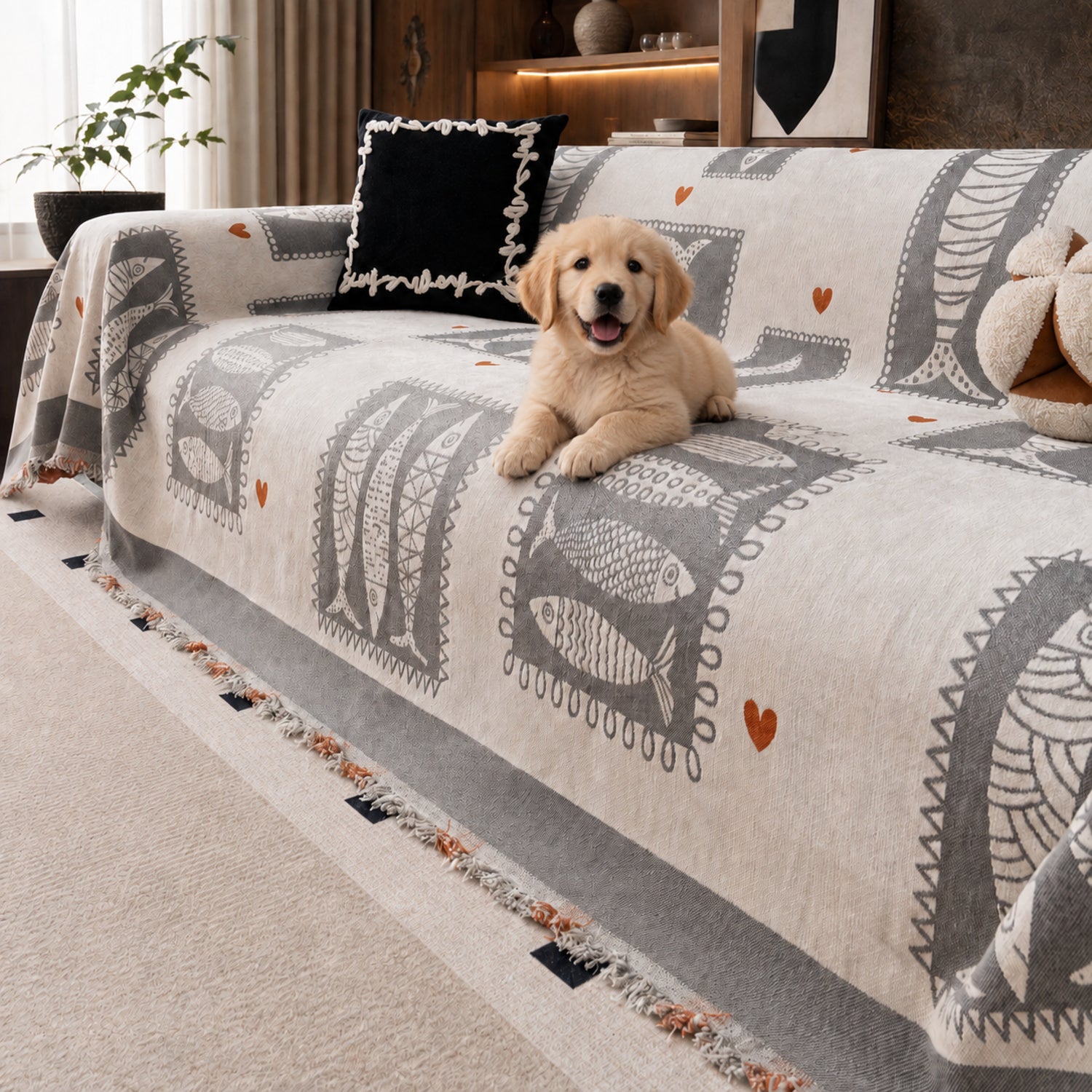 Lucky Fish Sofa Throw | Washable All-Season Sofa Protector