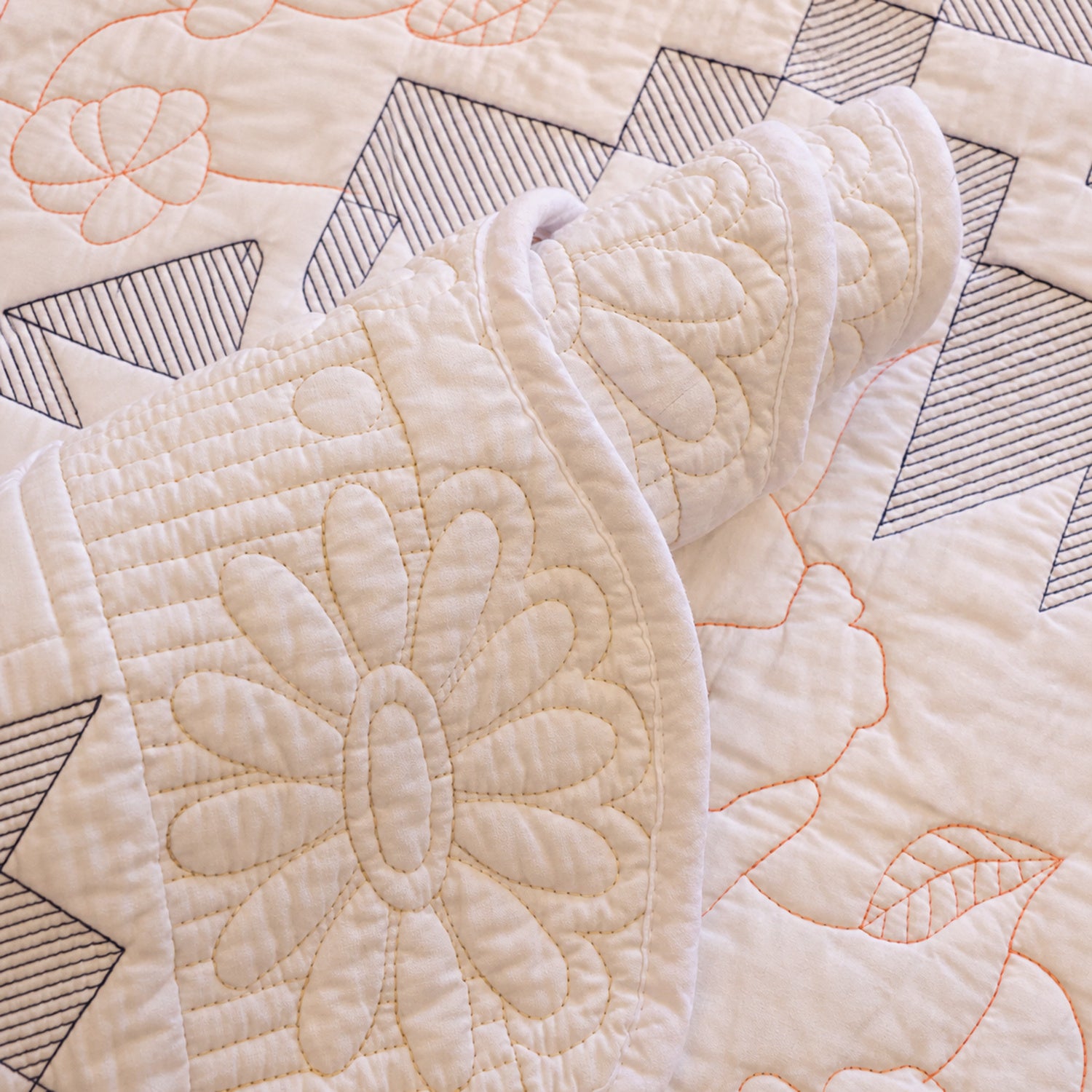 Floral Mosaic Cotton Sofa Protector | Quilted Non-Slip Washable Cover