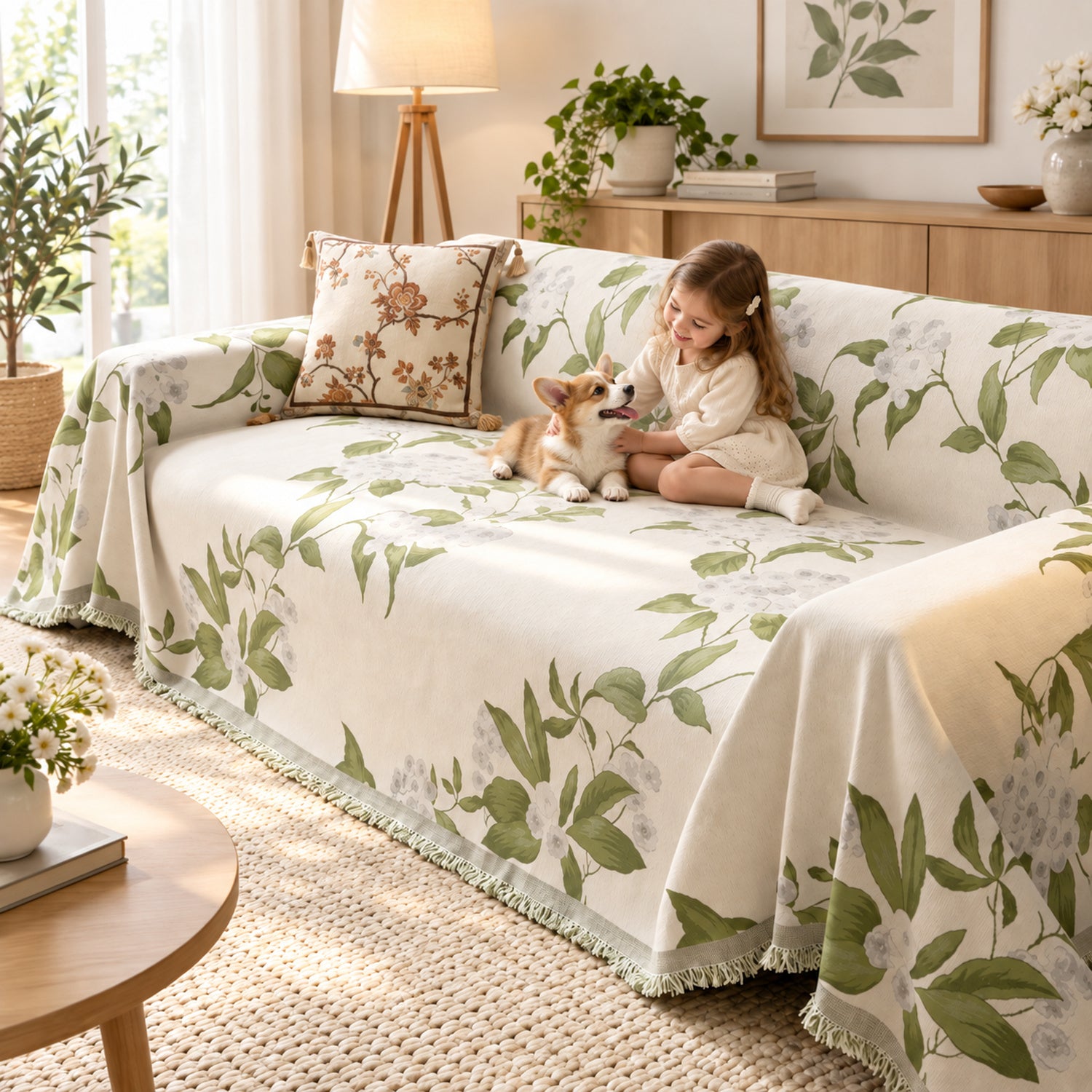 Orchard Blossom Chenille Sofa Throw | Soft & Machine Washable