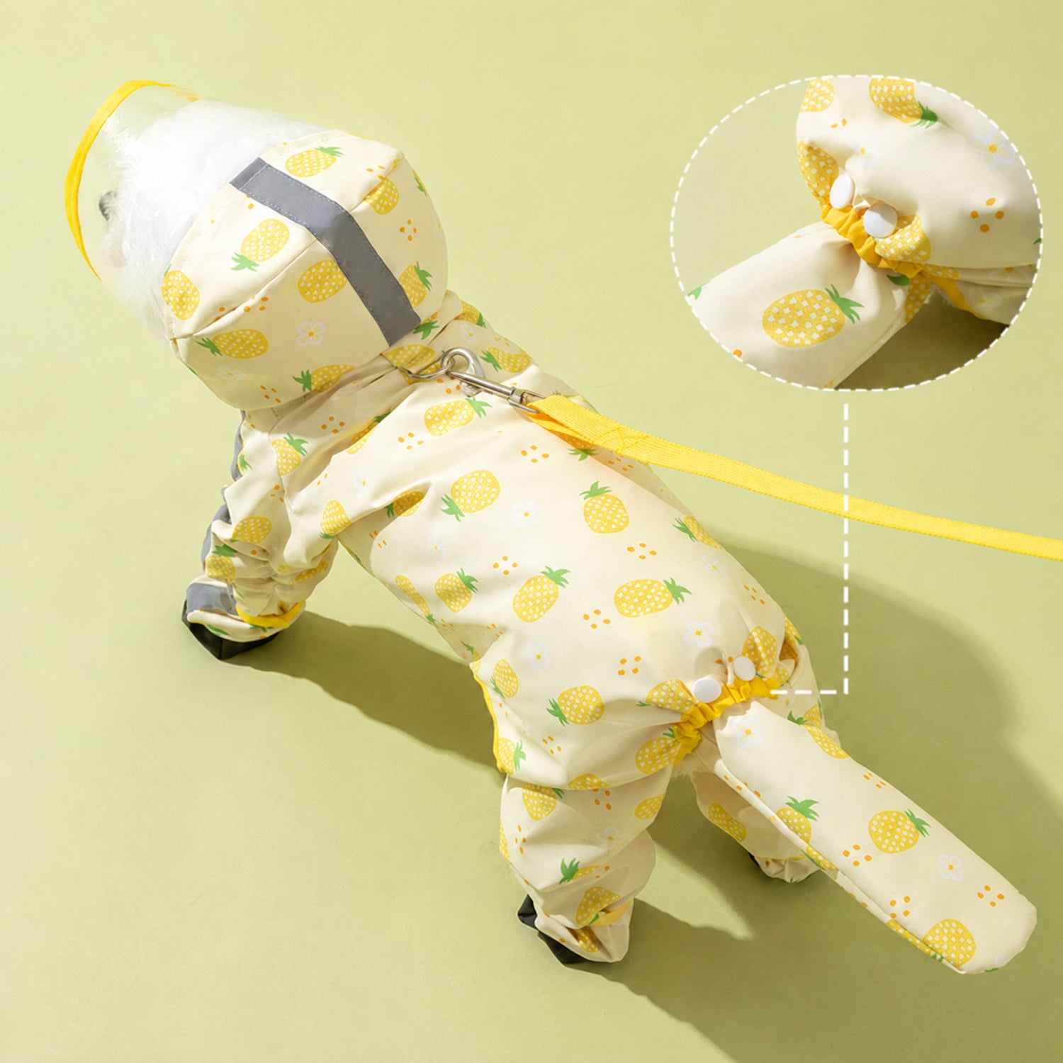 Fruit Print Dog Raincoat | Waterproof Polyester | Full-Coverage Reflective Design