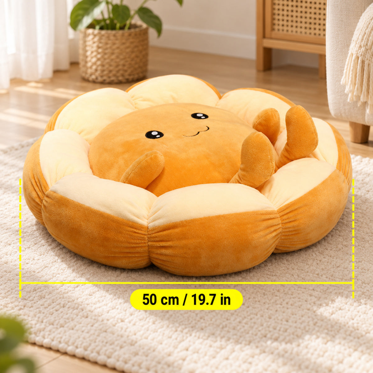 Dog & Cat Bed and Seat Cushion | Flower Design | Soft, Washable Plush