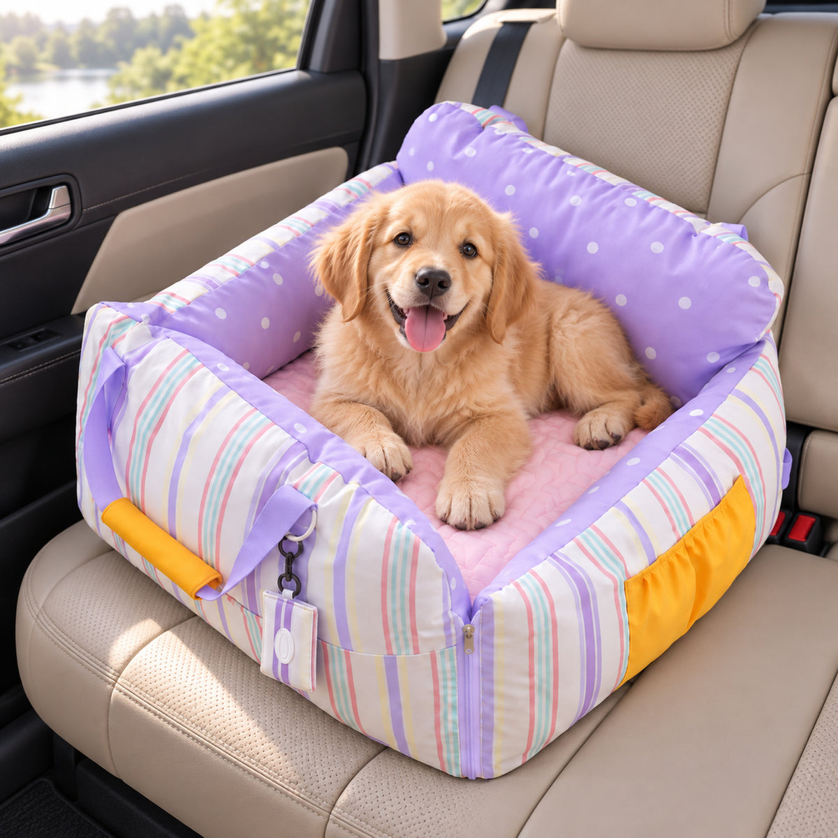 Picnic Day Pet Car Seat & Carrier with Reversible Cooling Cushion