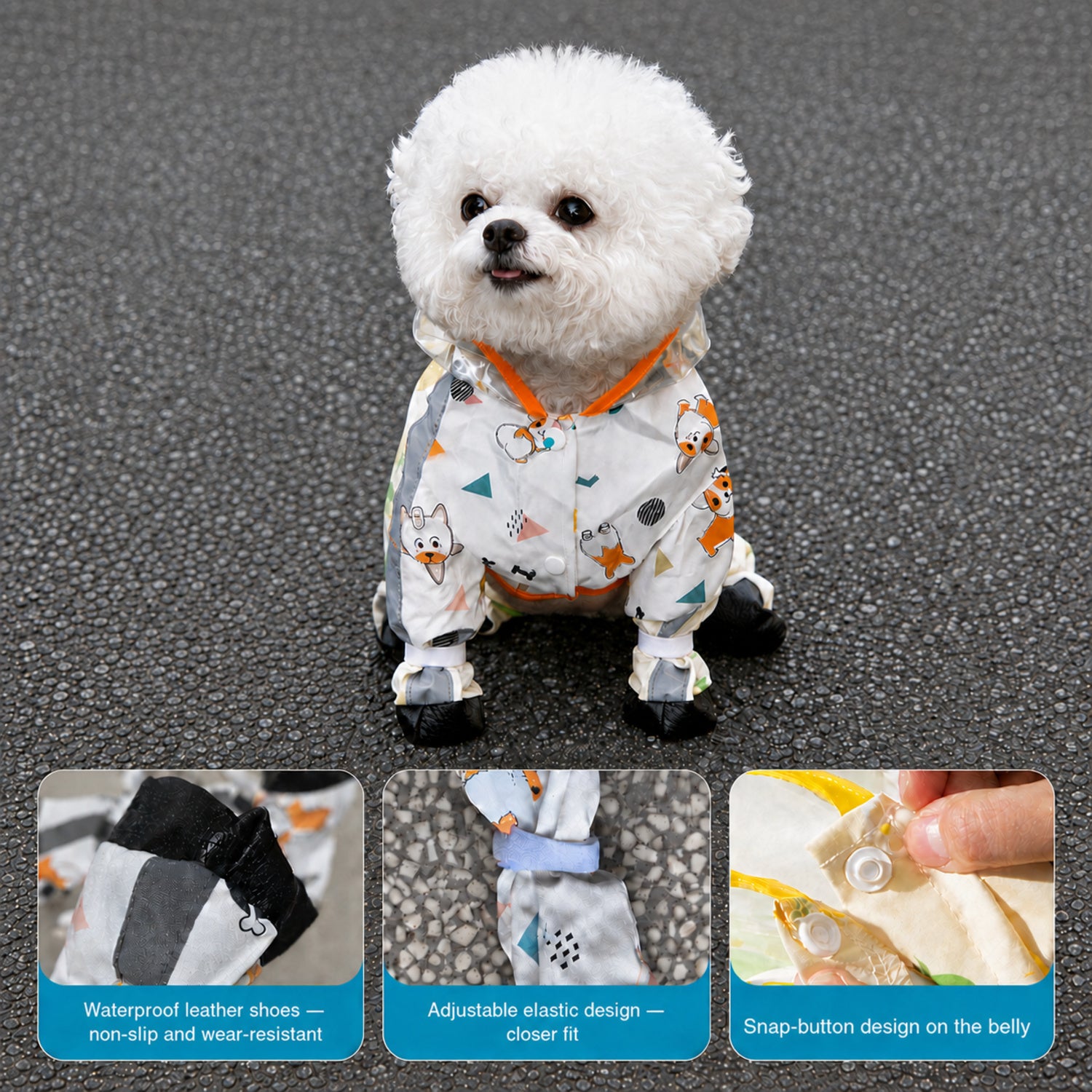 Full-Body Dog Raincoat | Waterproof | Reflective Detailing