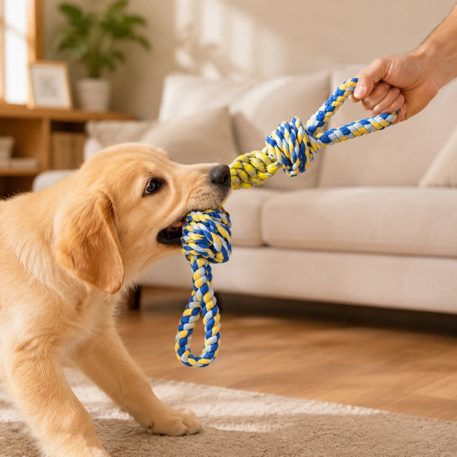 Knotted Tug Rope Dog Toy | Woven Rope | Interactive Chew Play
