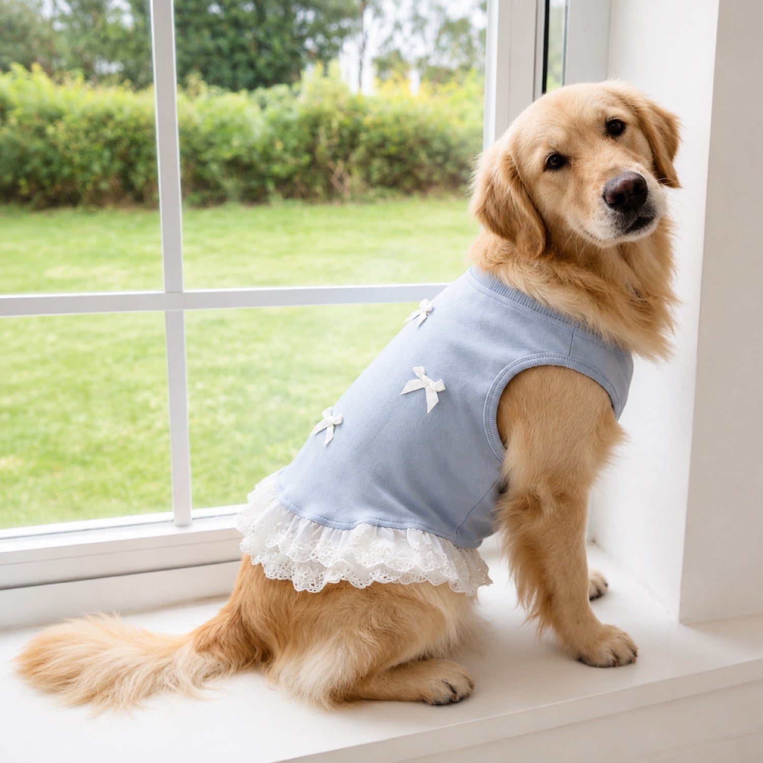 Darling Bow Dog Dress | Breathable All-Season Outfit with Ruffle Trim