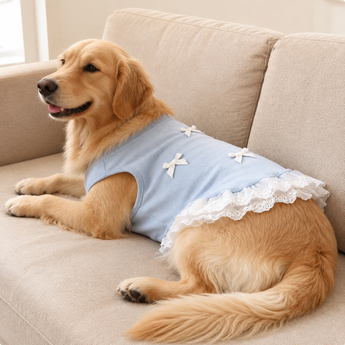 Darling Bow Dog Dress | Breathable All-Season Outfit with Ruffle Trim