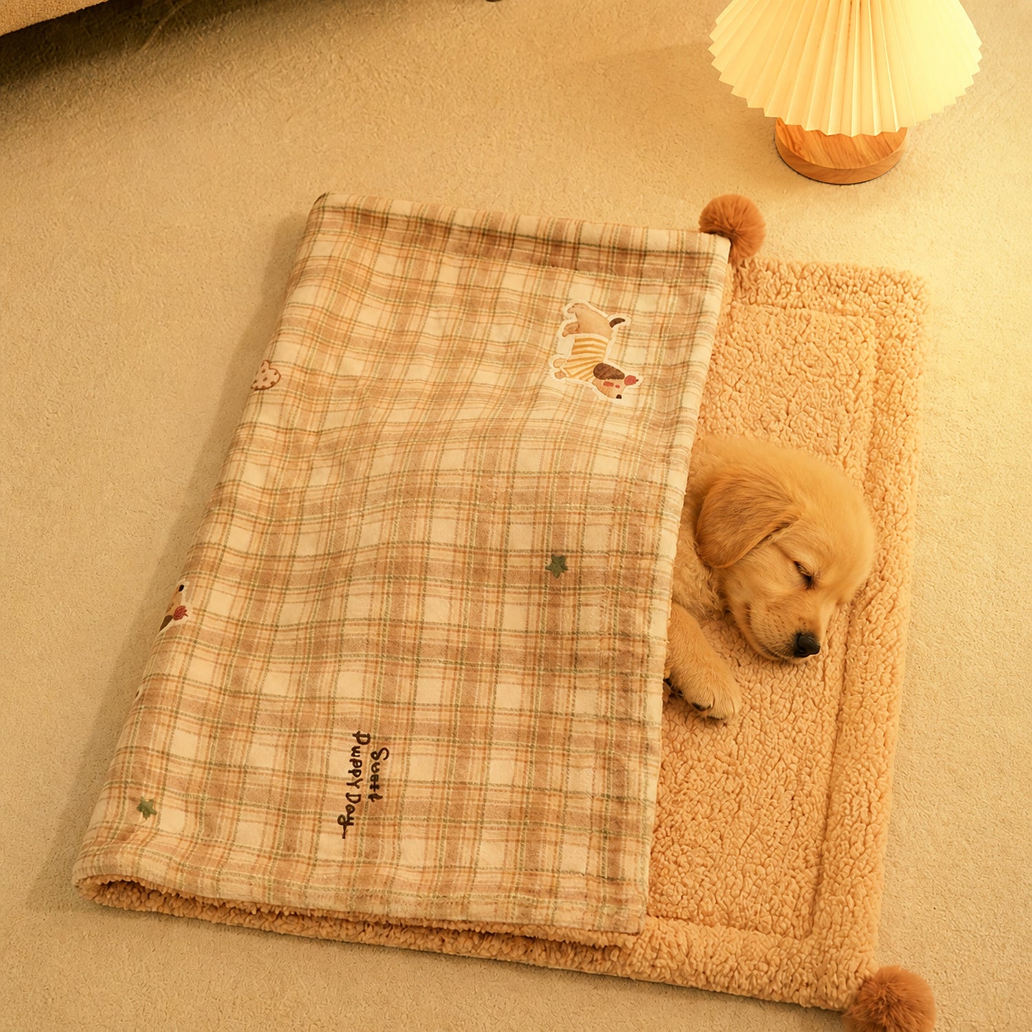 All-Season Reversible Pet Mat with Pillow | Cotton Velvet | Machine Washable
