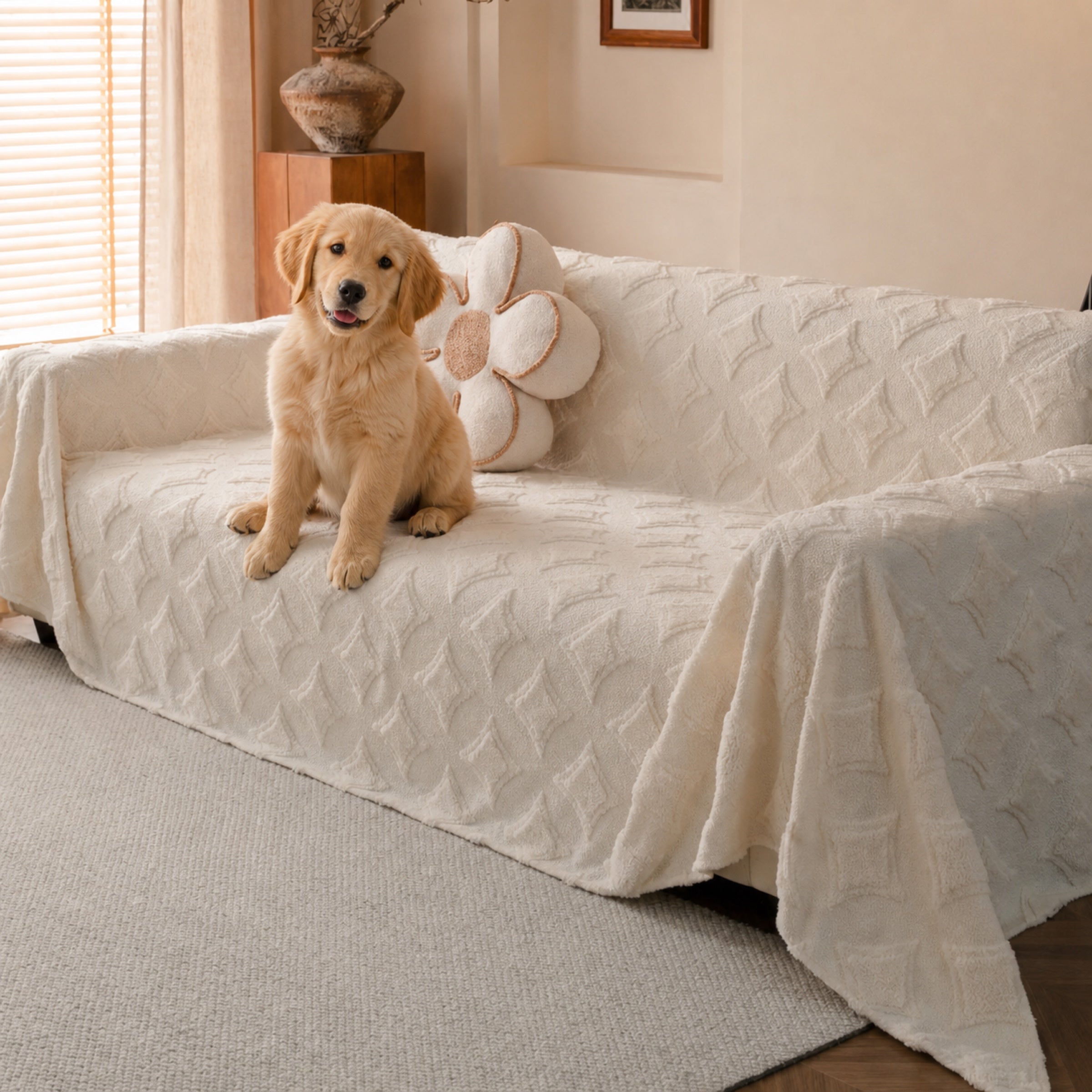 Star Plush Sofa Throw | Soft Washable Pet-Friendly | Furniture Protector