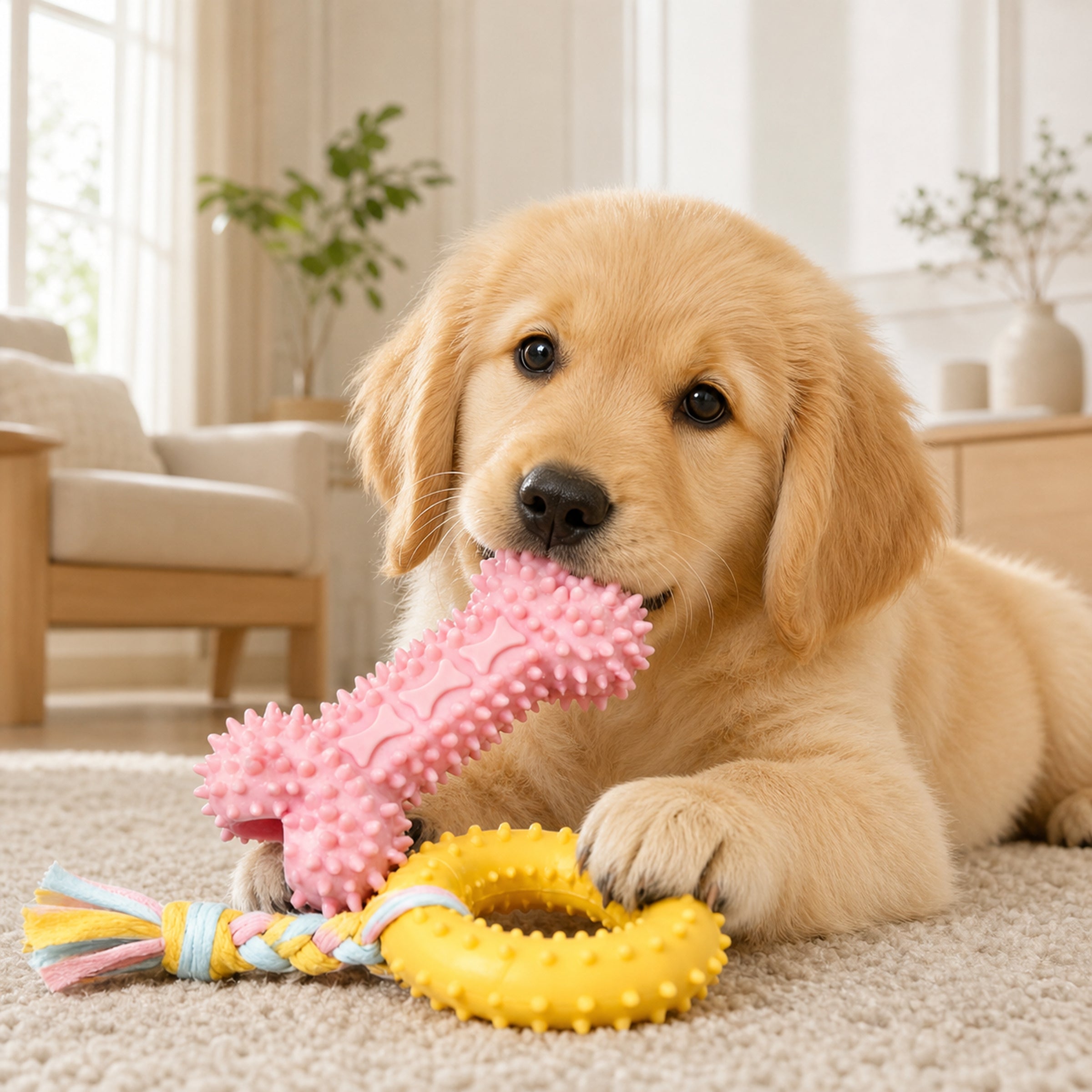 4-Piece Dog Chew Toy Set | Teeth Cleaning & Interactive Puppy Teething Toys