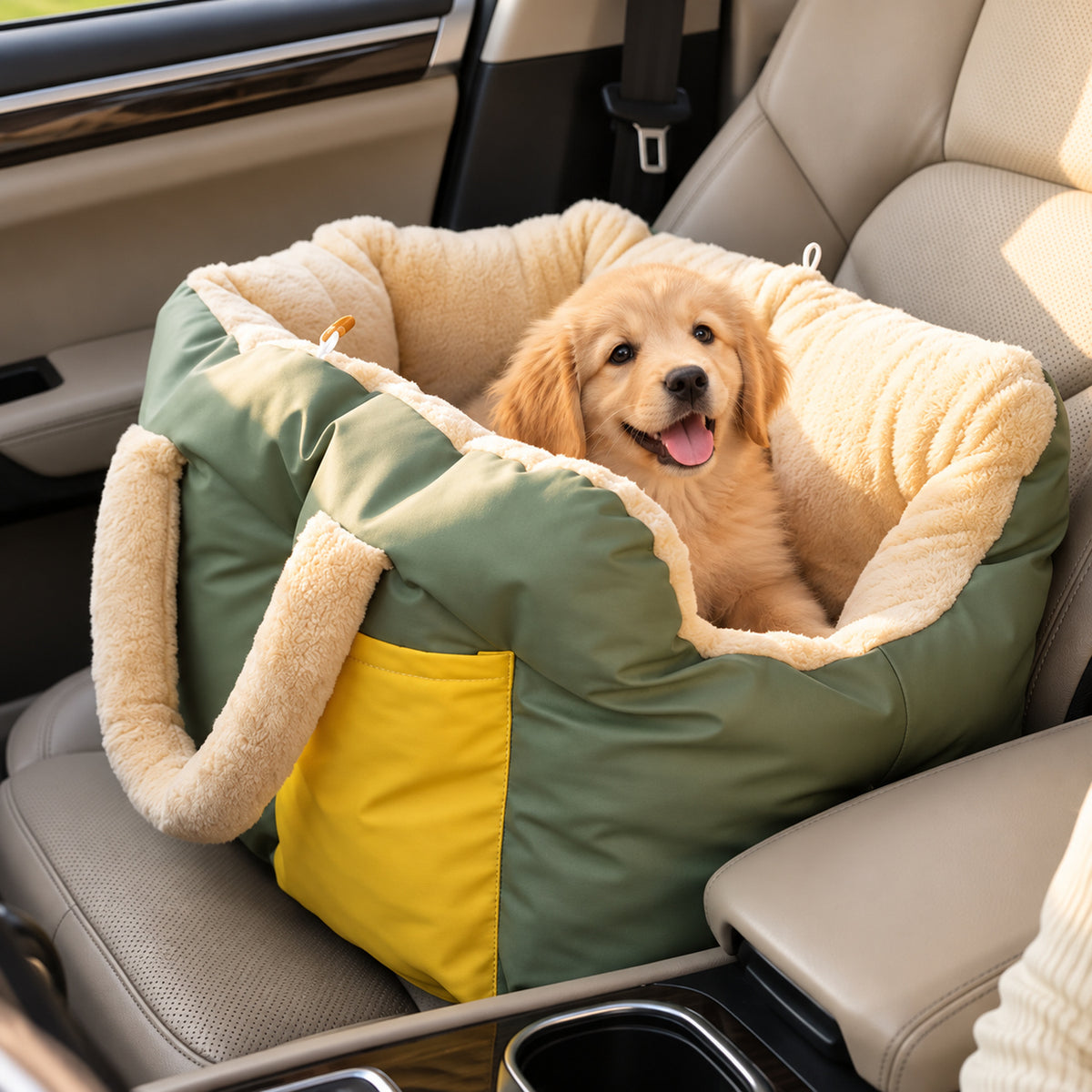 Dog Car Seat & Cat Carrier Bag | Soft Padded Travel Bed with Carry Handles