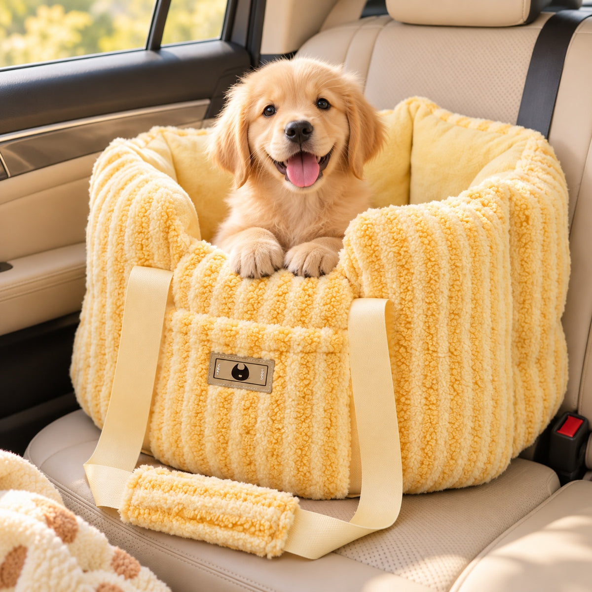 Dog Car Seat & Carrier Bag | Sunny Ride | Soft Plush & Carry Handles