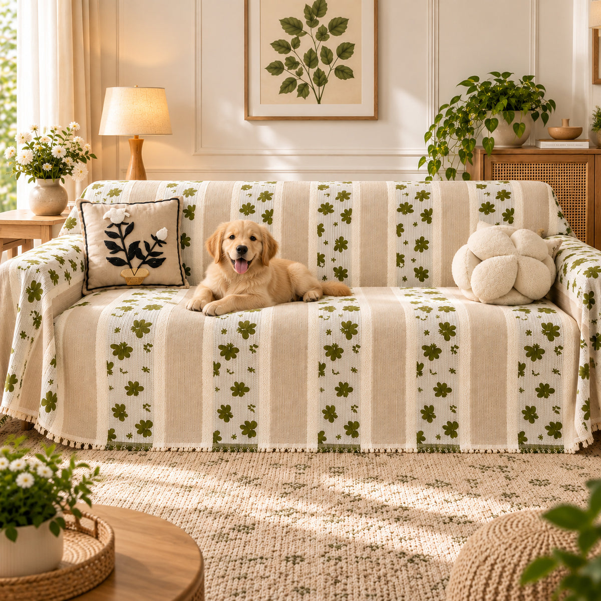 Sofa Cover & Chenille Sofa Throw | Daisy Lane | Machine Washable