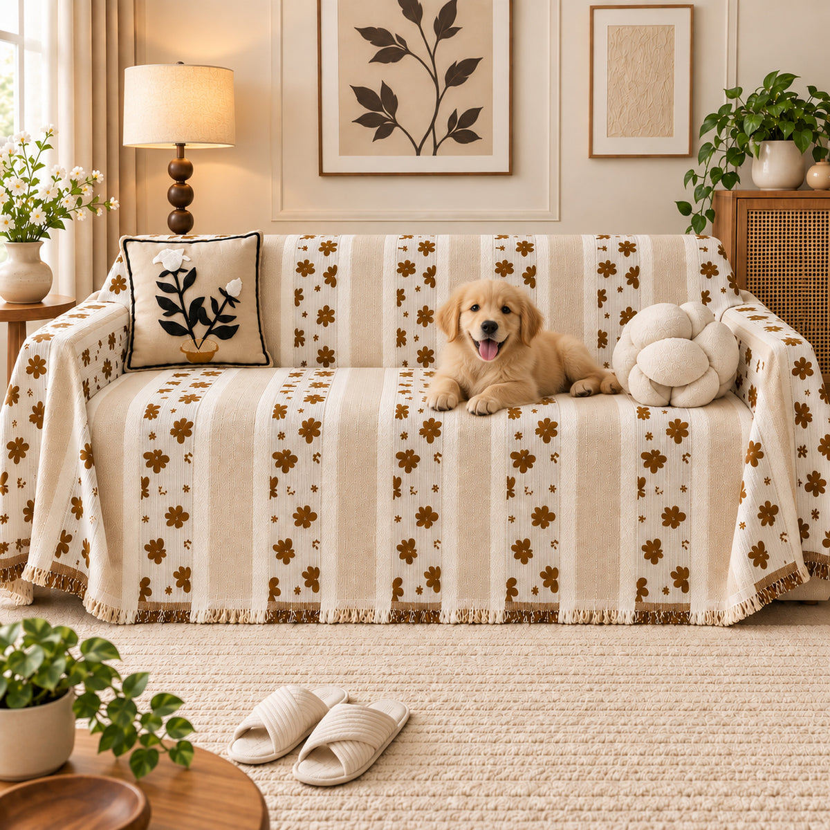 Sofa Cover & Chenille Sofa Throw | Daisy Lane | Machine Washable