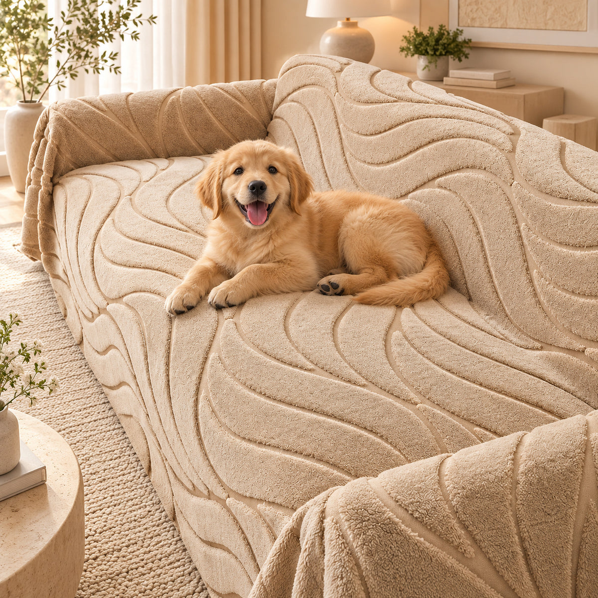 Textured Sofa Throw | Soft Plush | Machine-Washable Sofa Protector