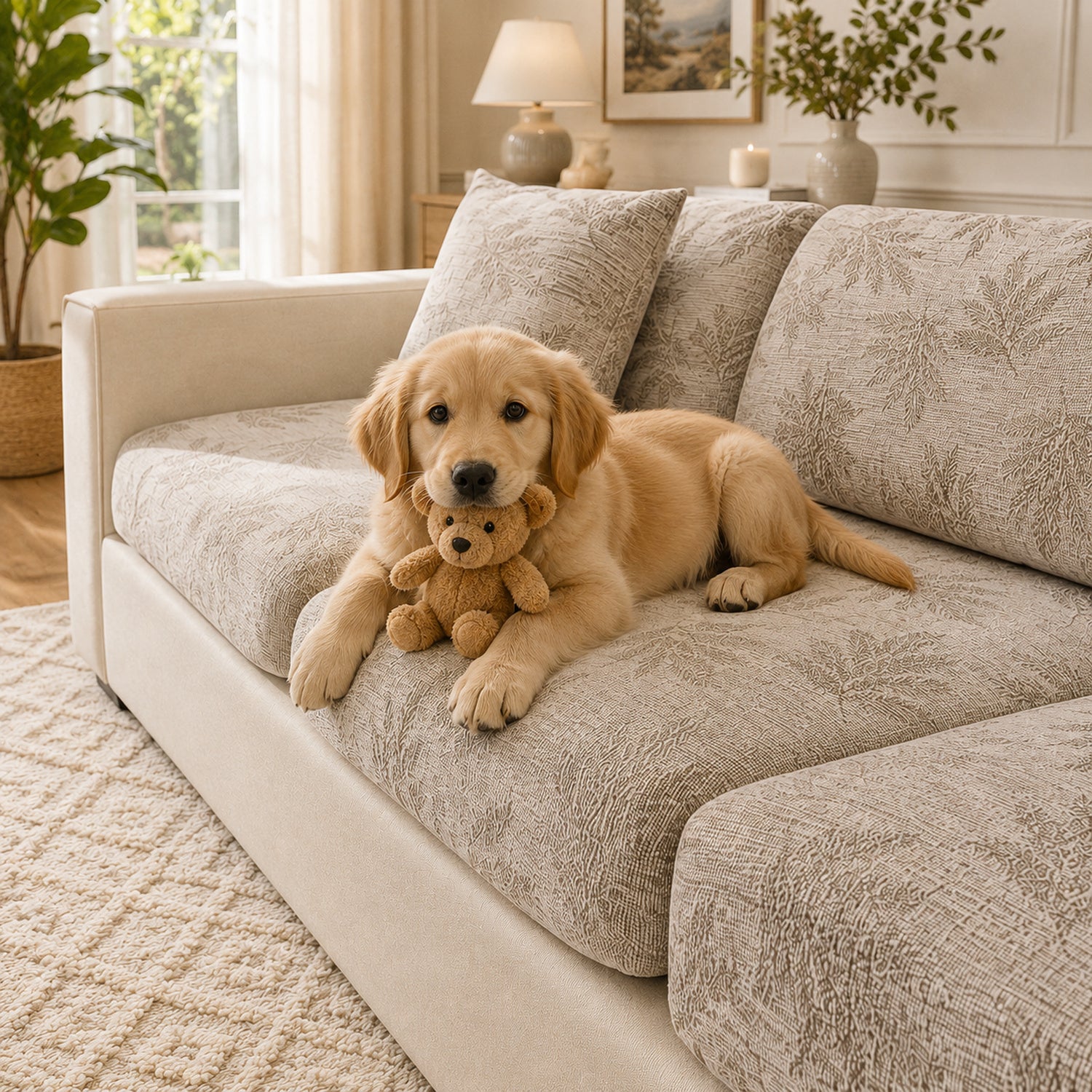 Stretch Chenille Sofa Protector | Full-Coverage Scratch-Resistant Cover