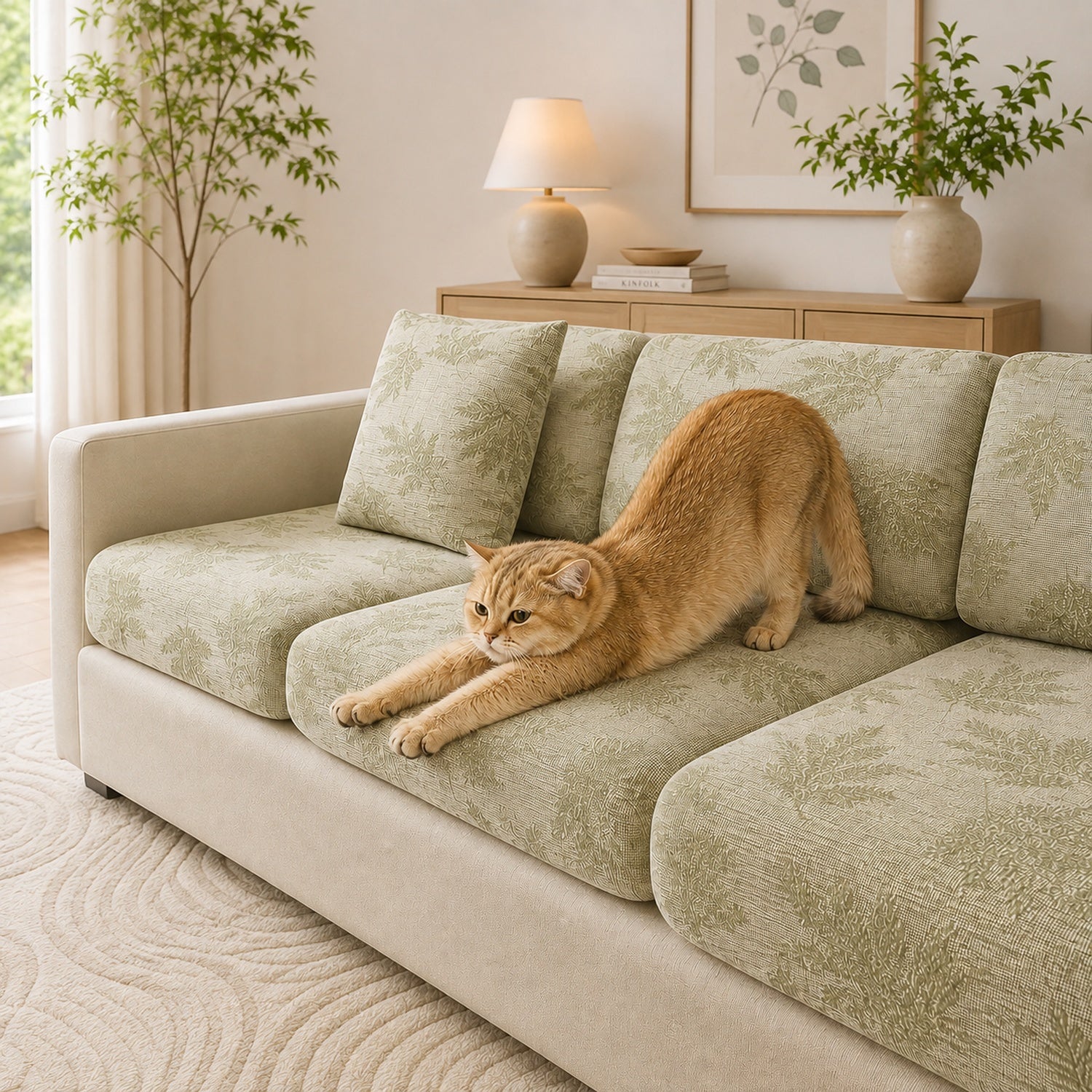 Stretch Chenille Sofa Protector | Full-Coverage Scratch-Resistant Cover