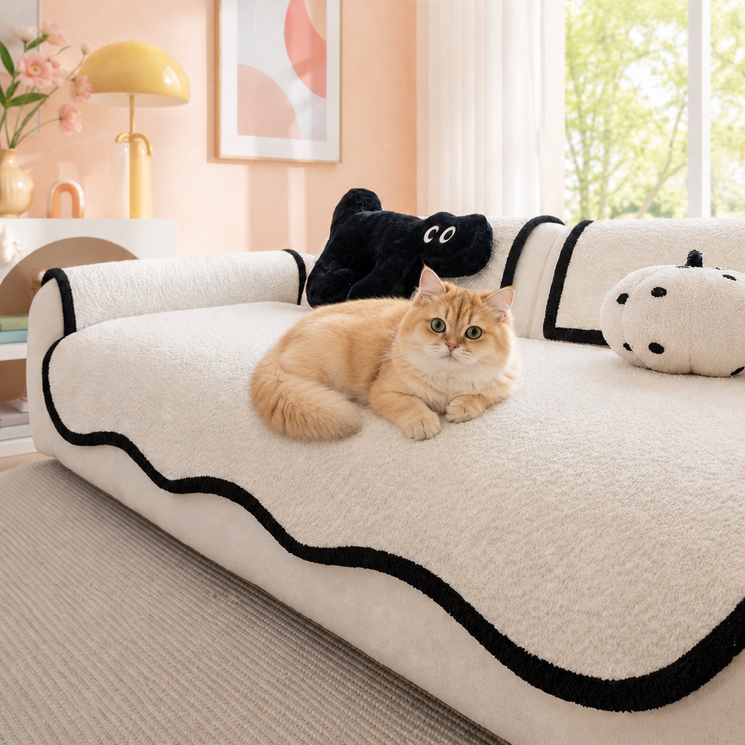 Cheeky Monster Chenille Sofa Protector | Water-Resistant Non-Slip Cover