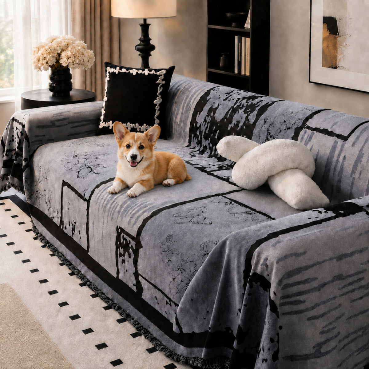 Vintage Chenille Sofa Throw | Scratch-Resistant Machine-Washable Sofa Protector