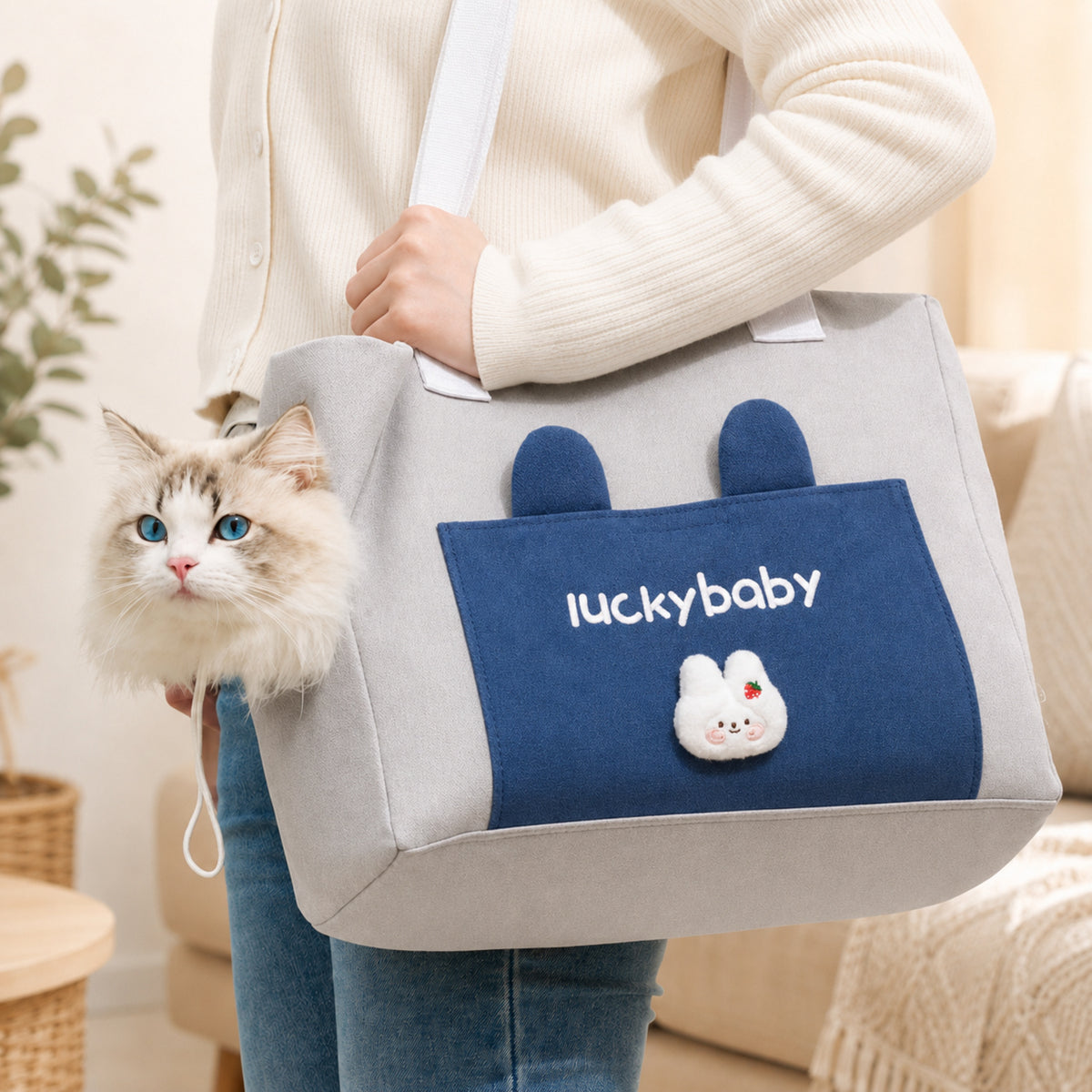Foldable Pet Carrier Tote | Zipped Mesh Panel, Safety Clip & Carry Handles