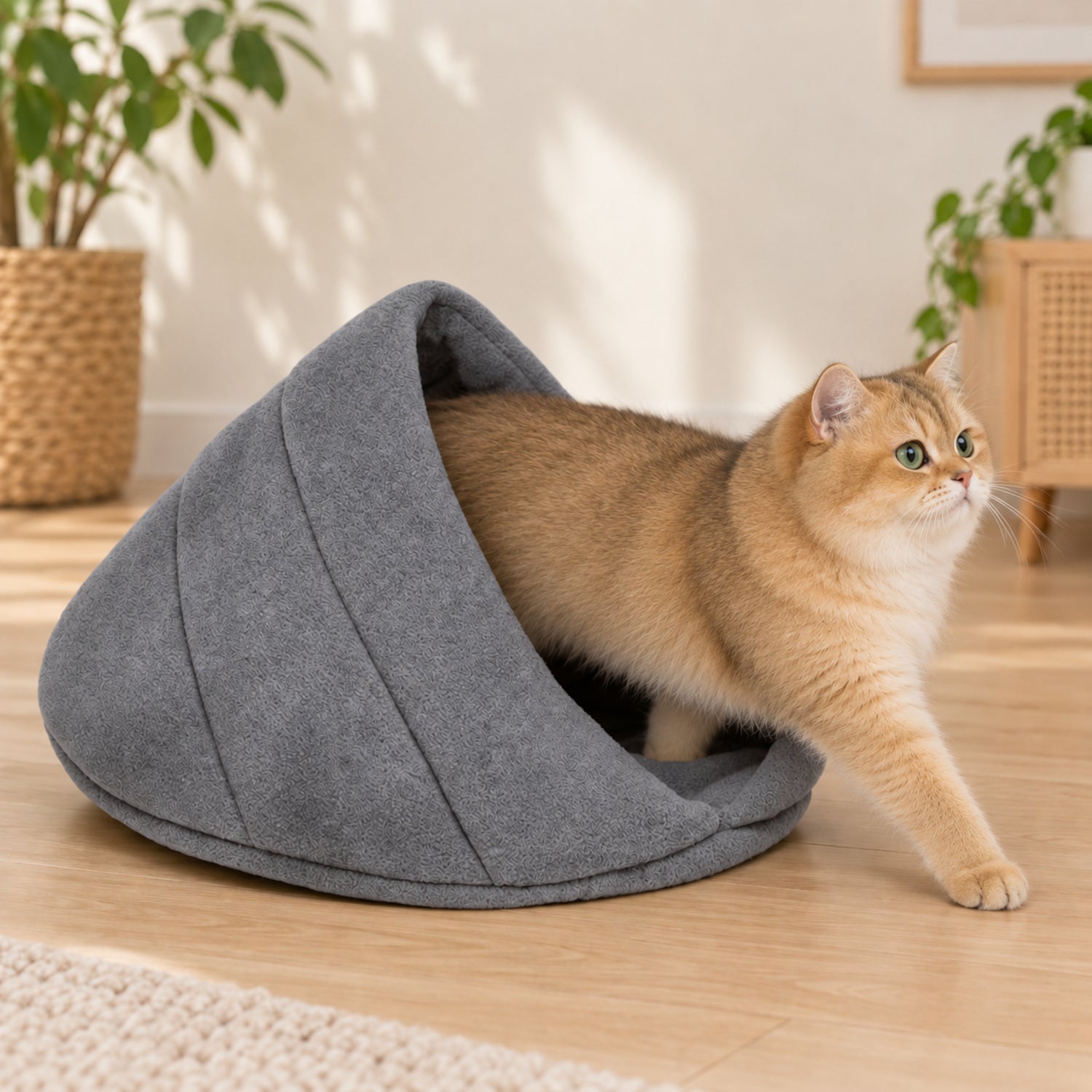 Cosy Cat Cave Bed | Soft Fleece Lining | Indoor Hideaway for All Seasons
