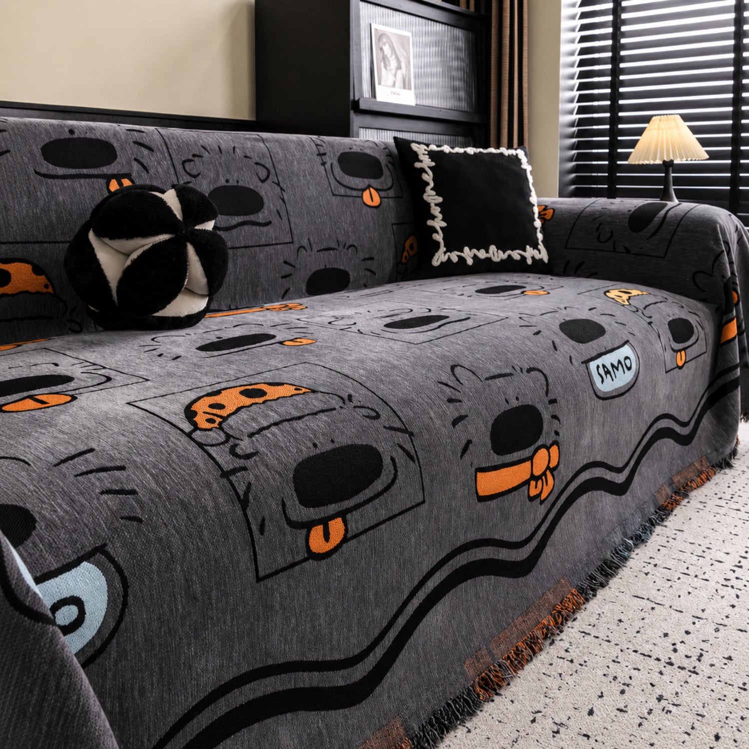 Doodle Dog Chenille Sofa Throw | Scratch-Resistant All-Season Sofa Protector