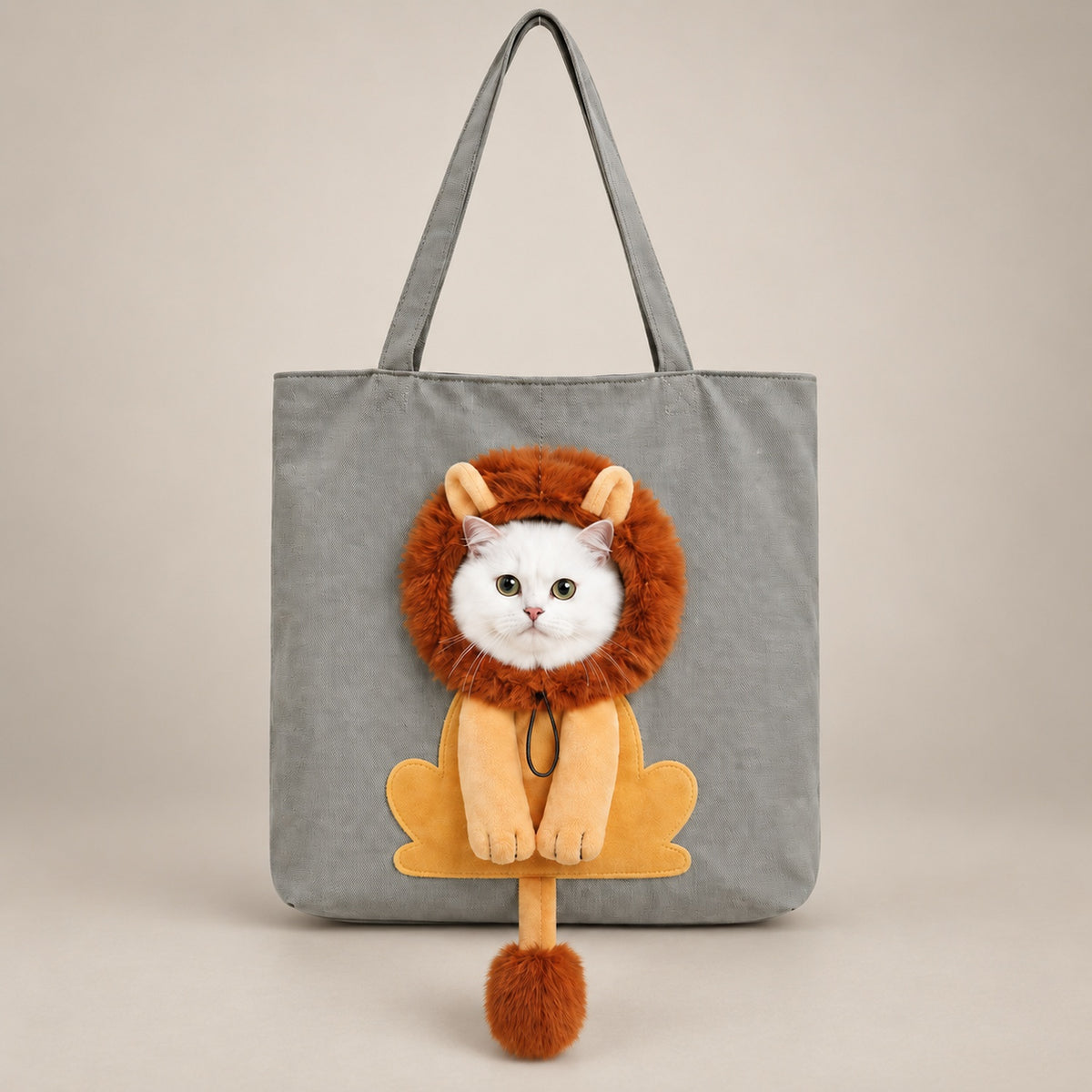 Lion Pet Carrier Tote | Cotton Canvas Shoulder Bag for Small Dogs & Cats