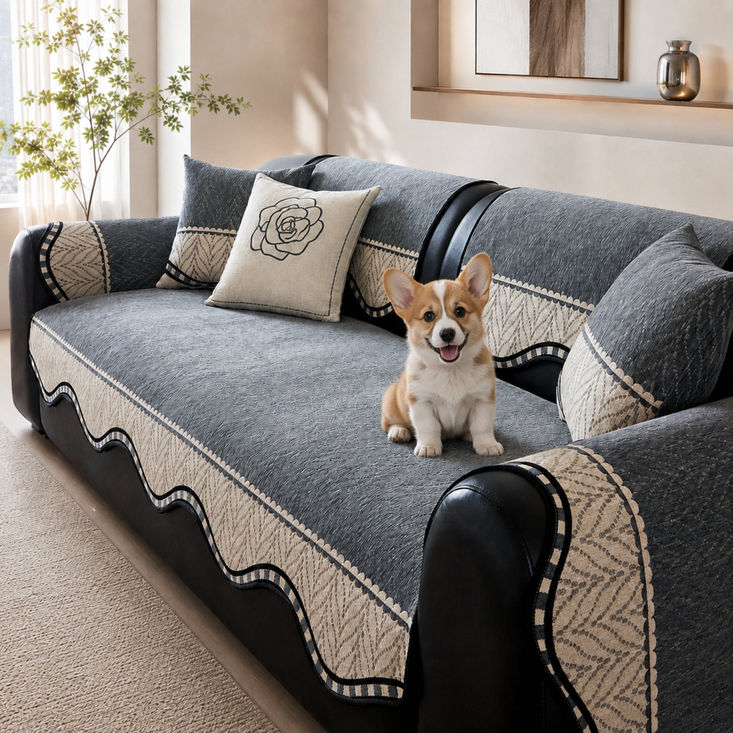 Willow Weave Sofa Protector | Chenille | Non-Slip All-Season Cover