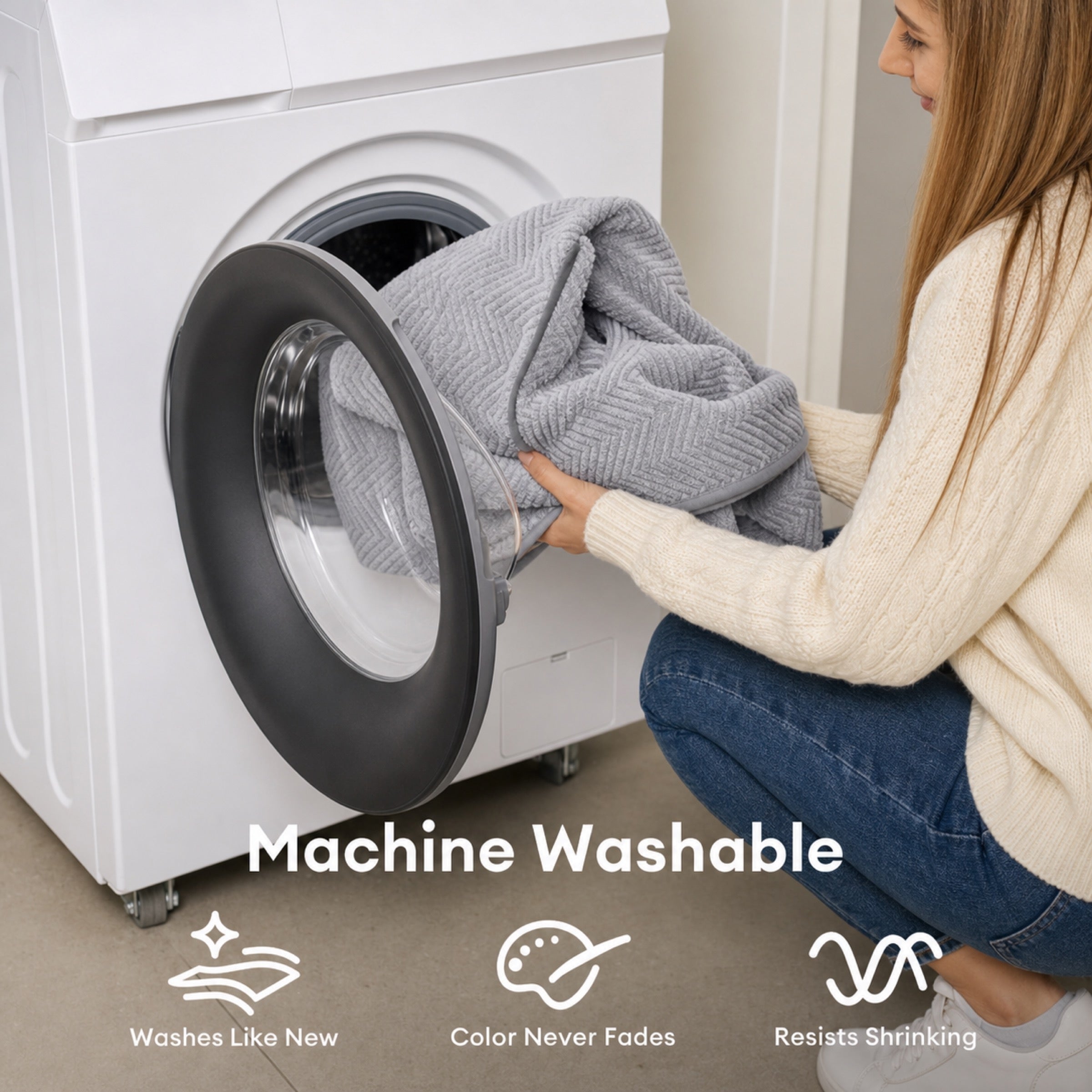 Thickened Plush Herringbone Sofa Cover machine washable lifestyle image 1