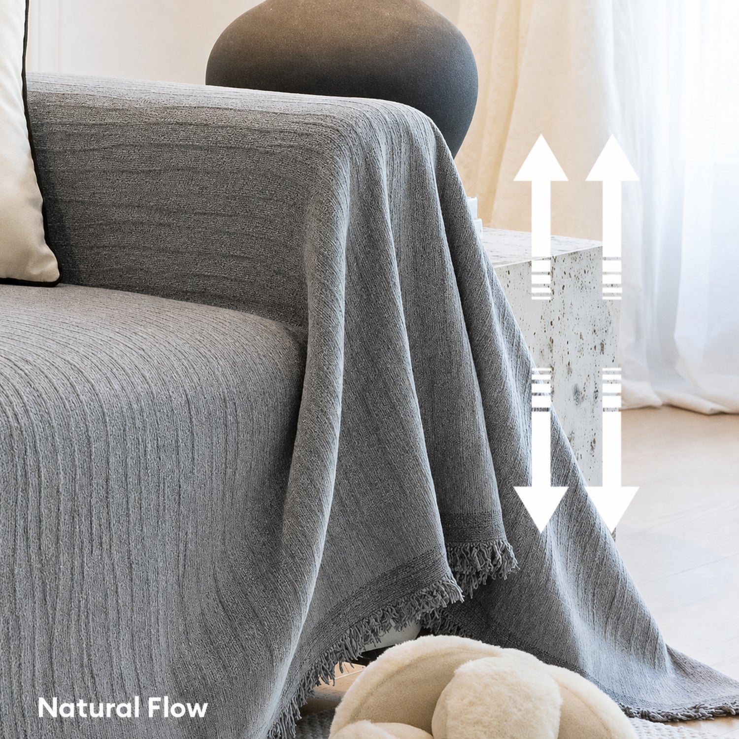 Textured Chenille Sofa Throw | Scratch-Resistant Machine-Washable Sofa Protector
