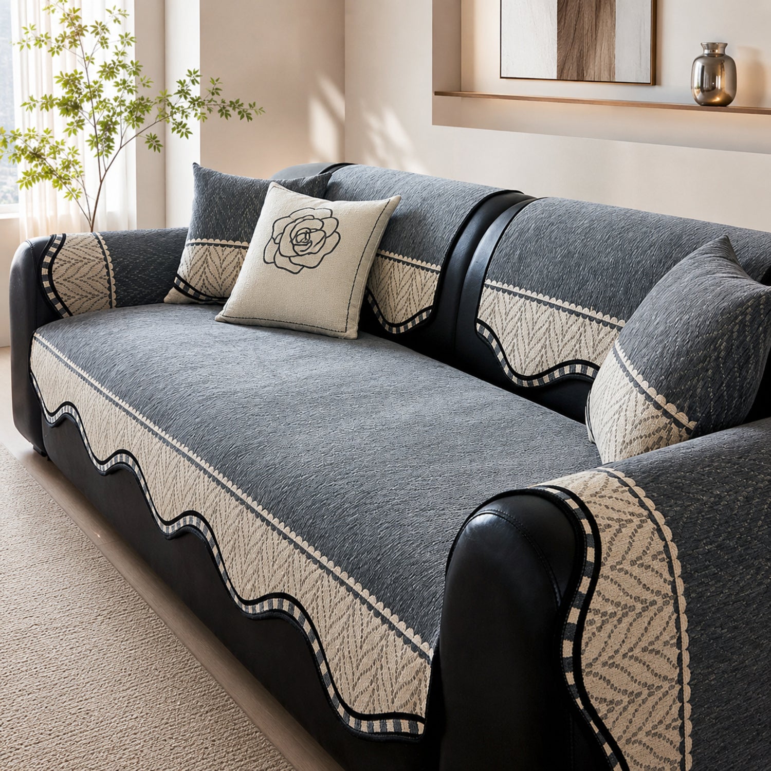 Willow Weave Sofa Protector | Chenille | Non-Slip All-Season Cover