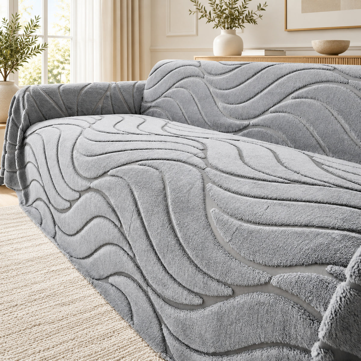 Textured Sofa Throw | Soft Plush | Machine-Washable Sofa Protector